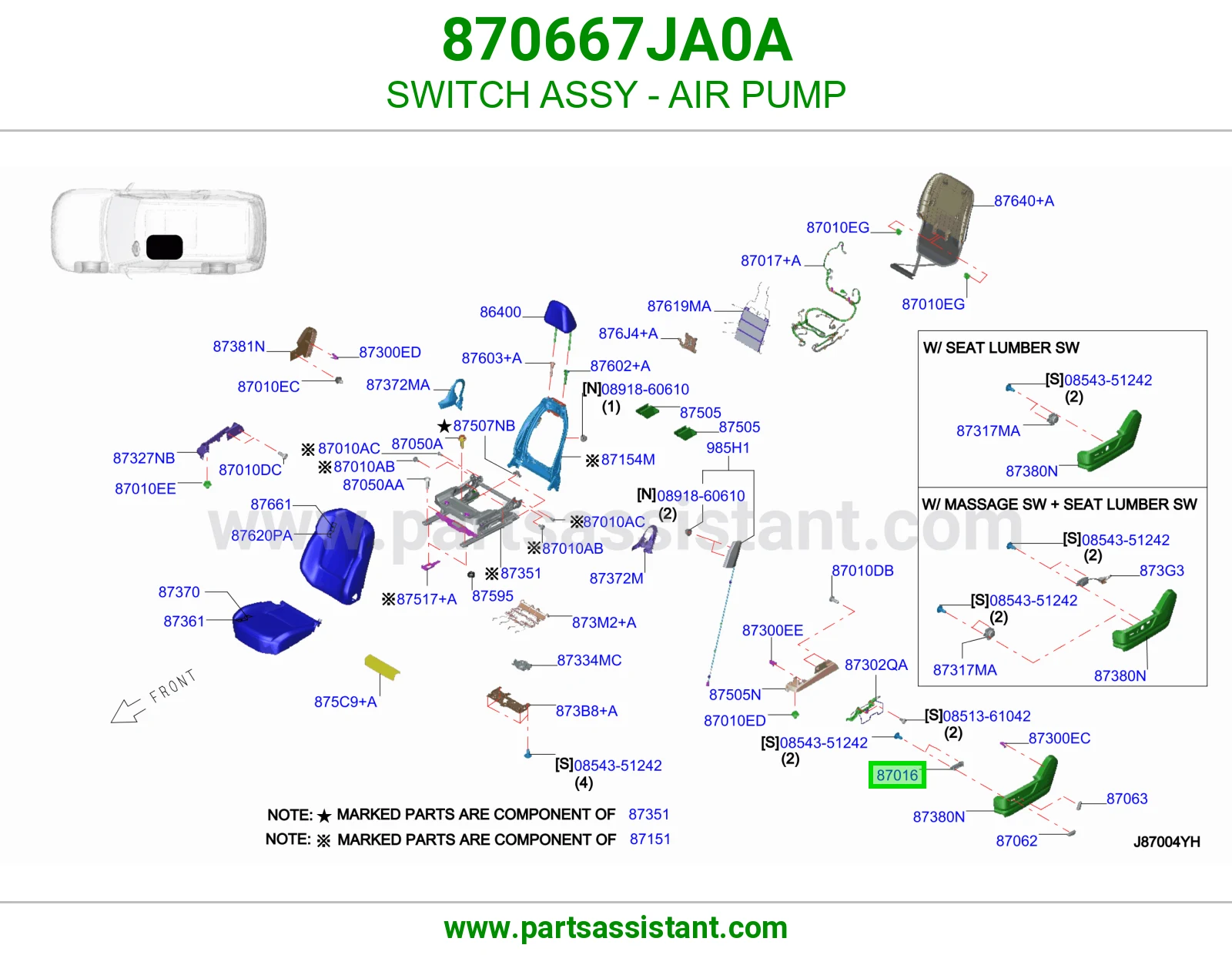 سويتش طرمبة هواء كامل 870667JA0A