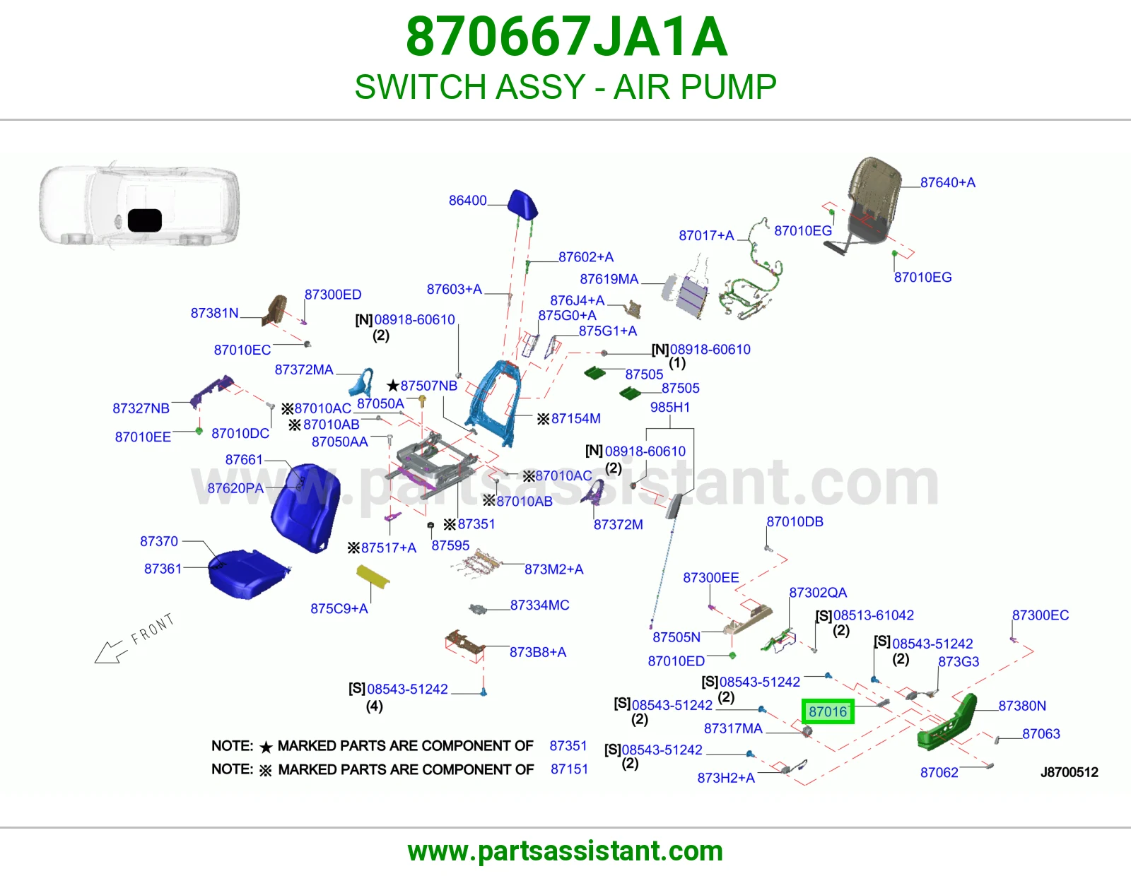 سويتش طرمبة هواء كامل 870667JA1A