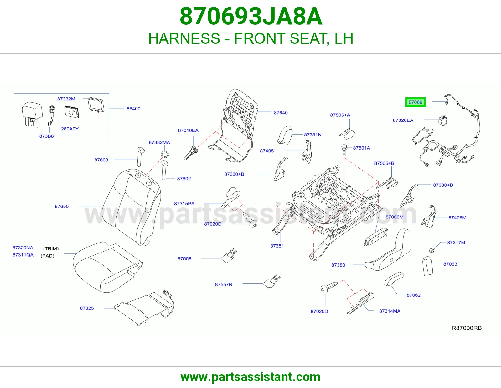 ضفيرة مرتبة أمامي يسار 870693JA8A