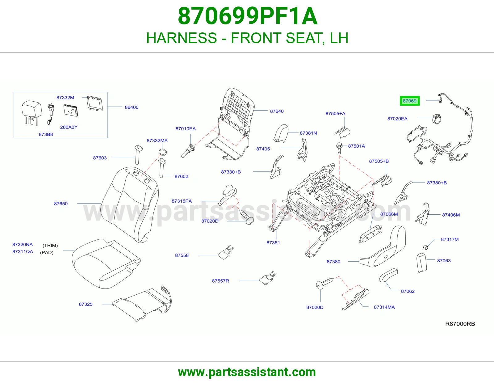 ضفيرة مرتبة أمامي يسار 870699PF1A