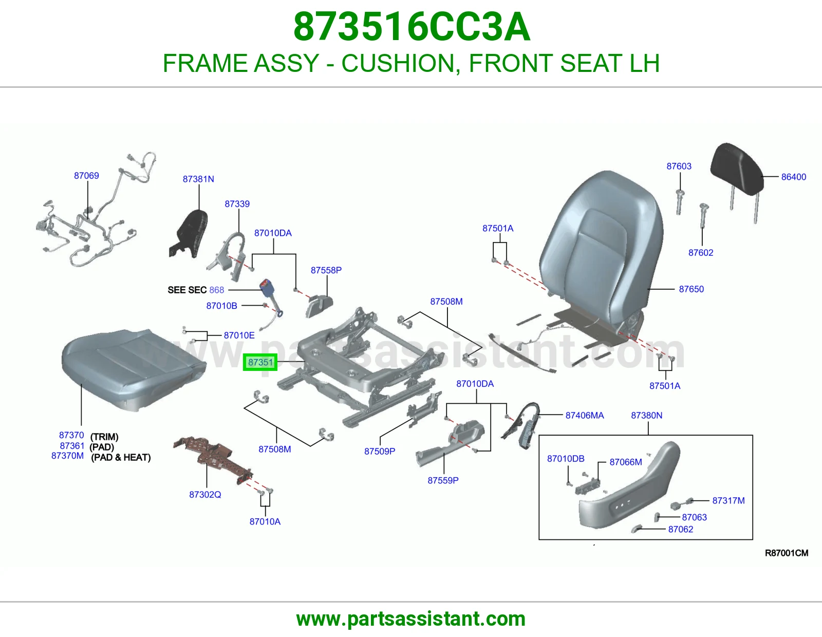 هيكل مرتبة أمامي يسار كامل 873516CC3A