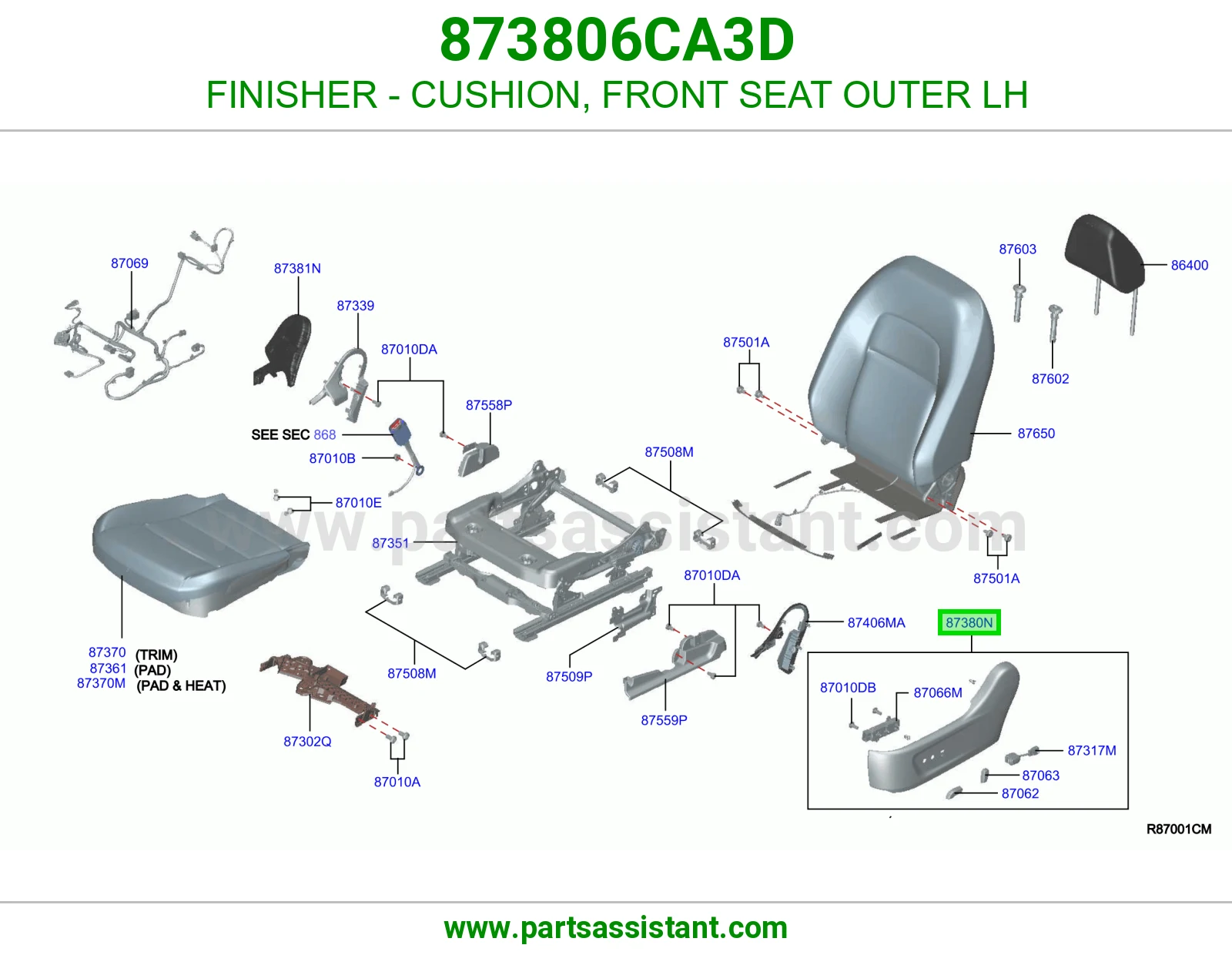 تلبيسة مرتبة أمامي خارجي يسار 873806CA3D