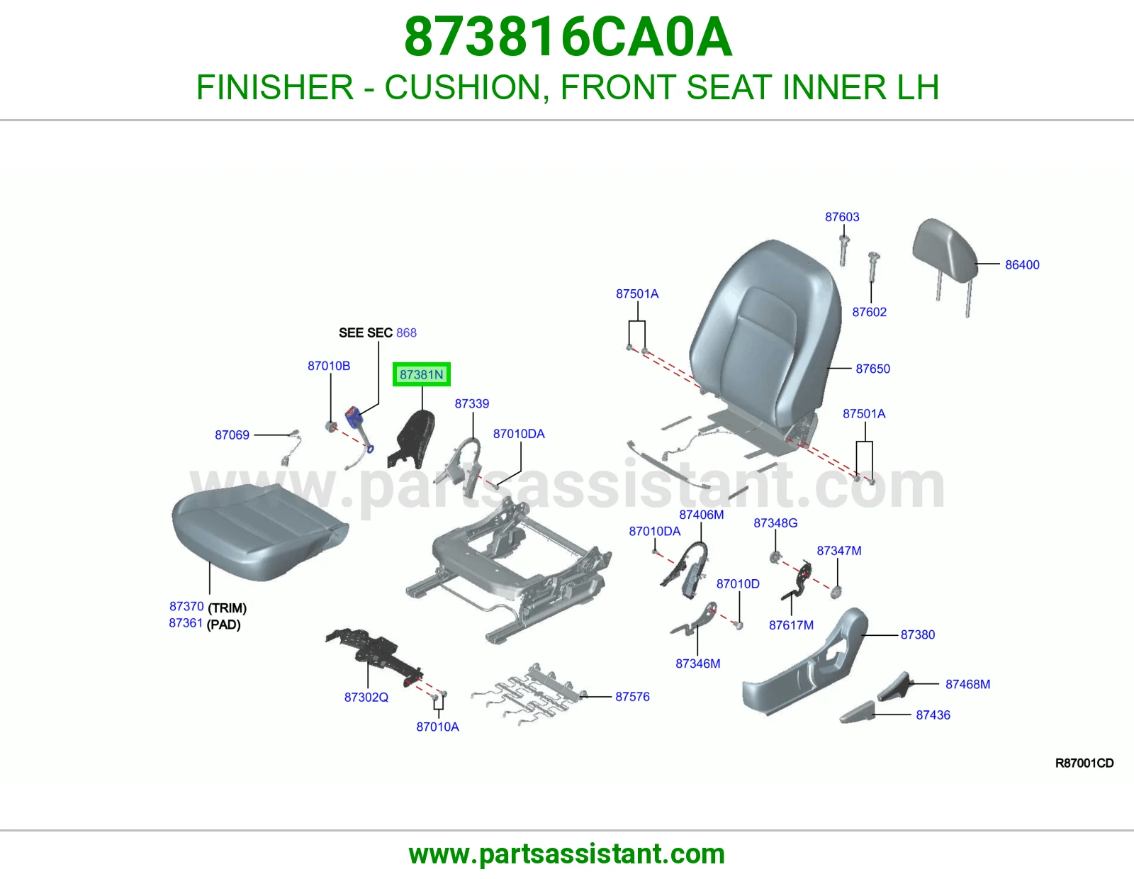 تلبيسة مرتبة أمامي داخلي يسار 873816CA0A