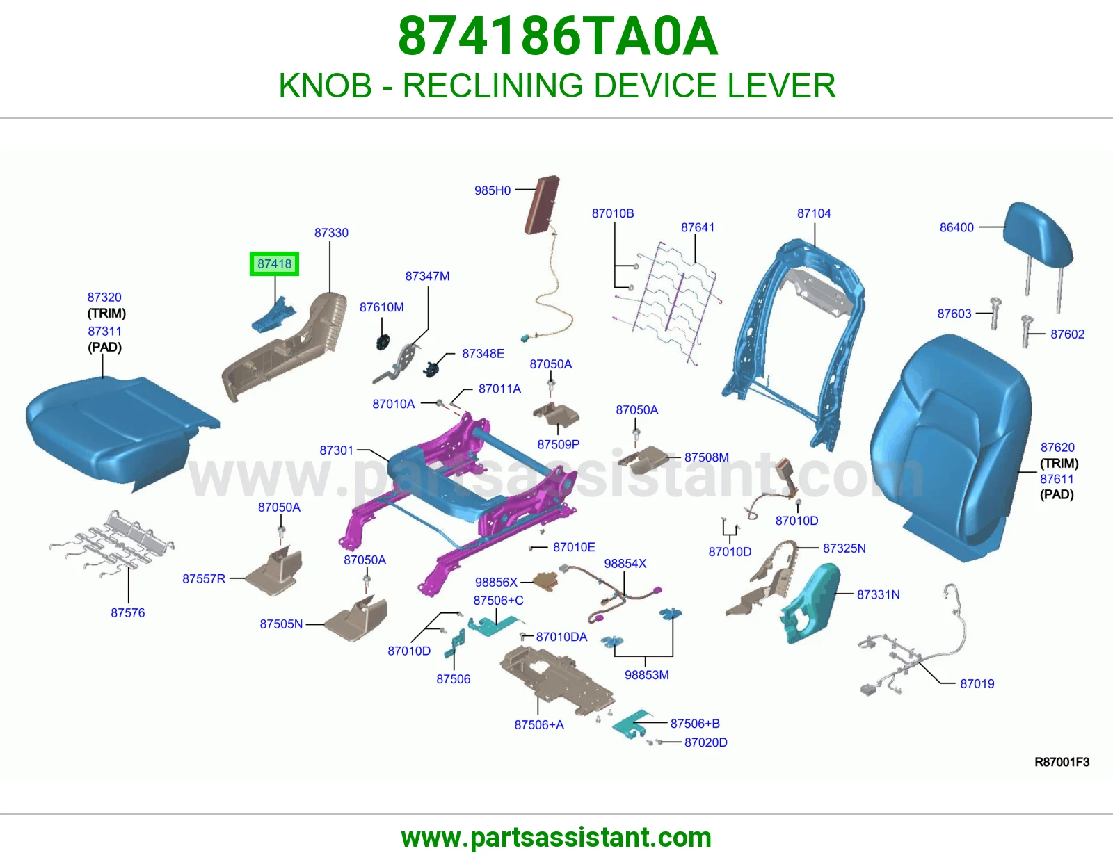 مسكة يد تنزيل ظهر كرسي 874186TA0A