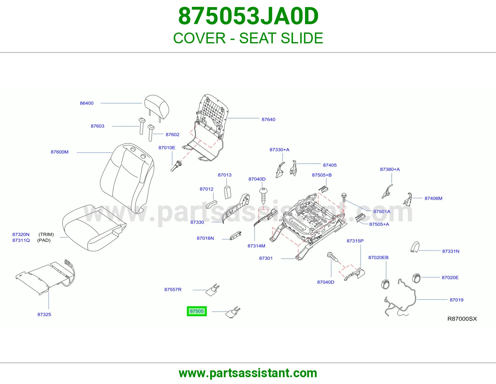 غطاء سكة مرتبة 875053JA0D