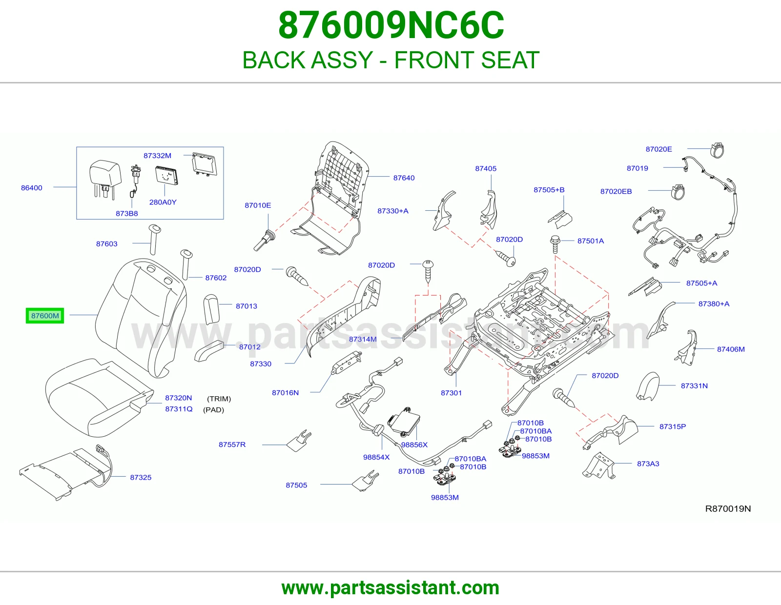 ظهر مرتبة أمامي كامل 876009NC6C