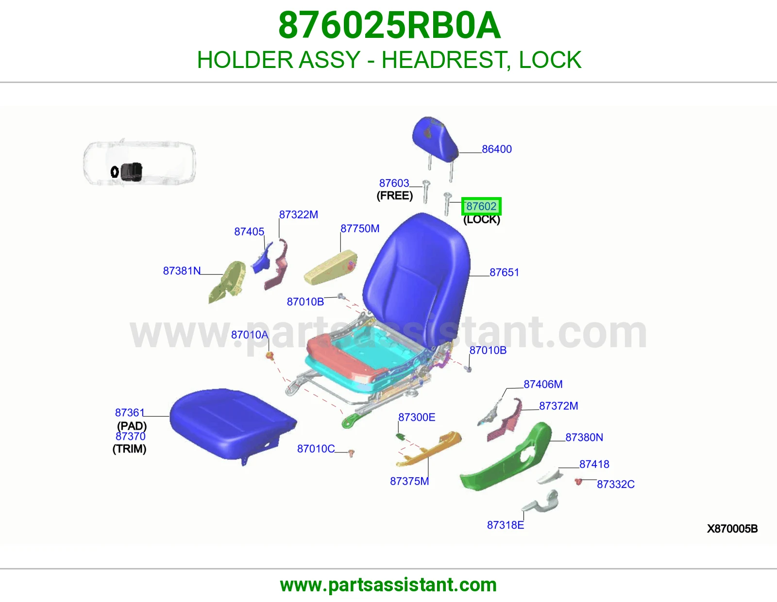 حامل مسند راس قفل كامل 876025RB0A