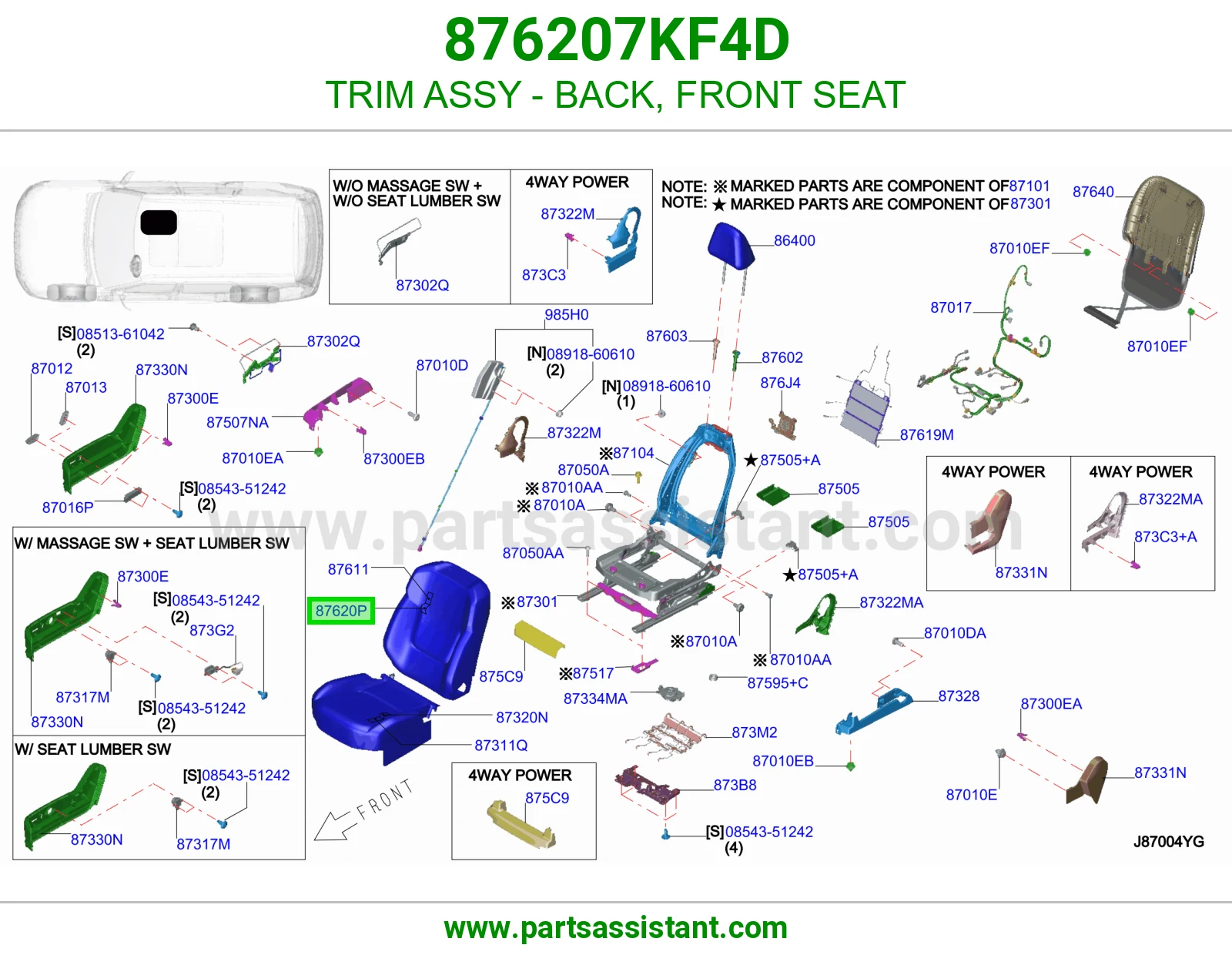 تلبيسة ظهر مرتبة أمامي كاملة 876207KF4D