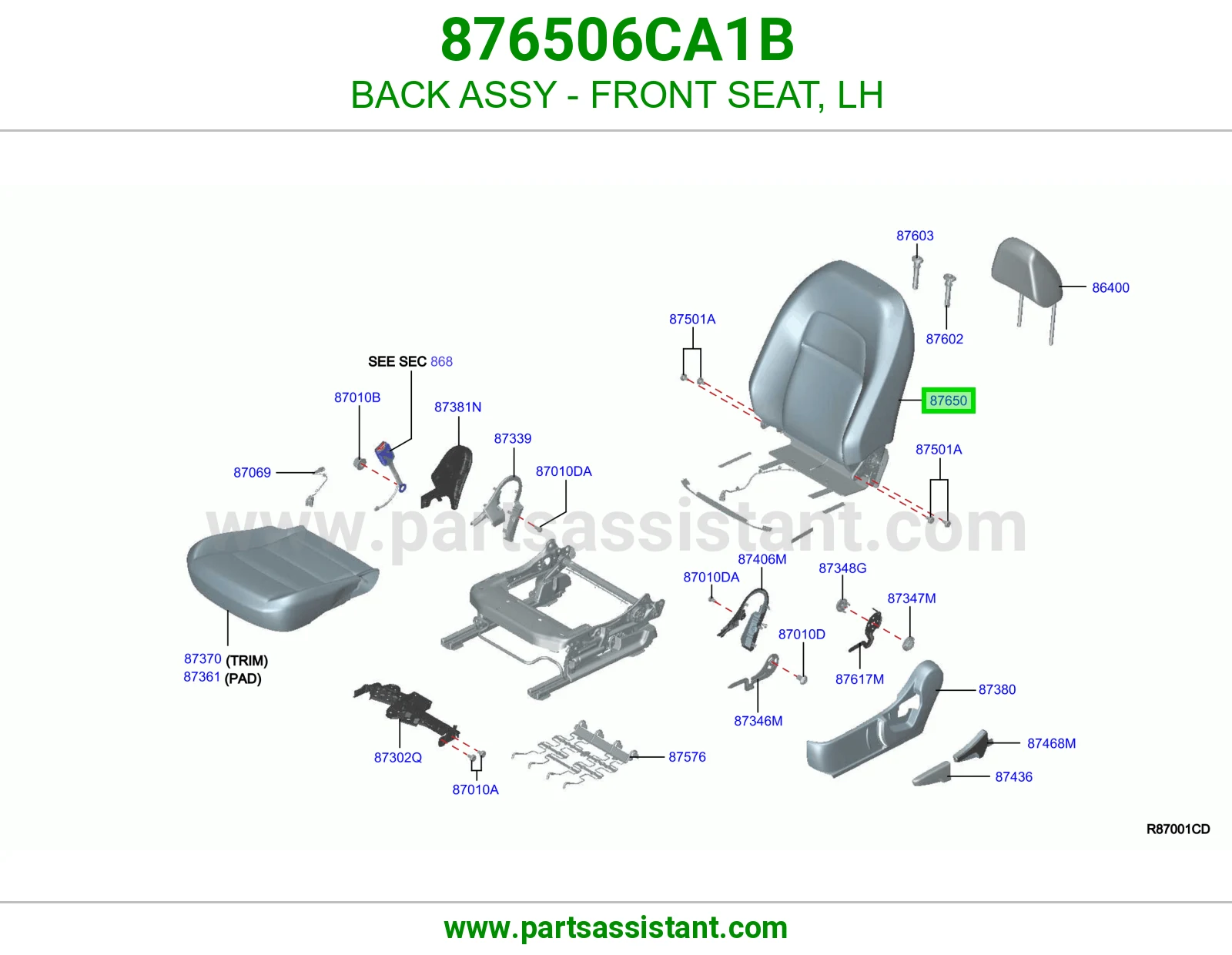 ظهر مرتبة أمامي يسار كامل 876506CA1B