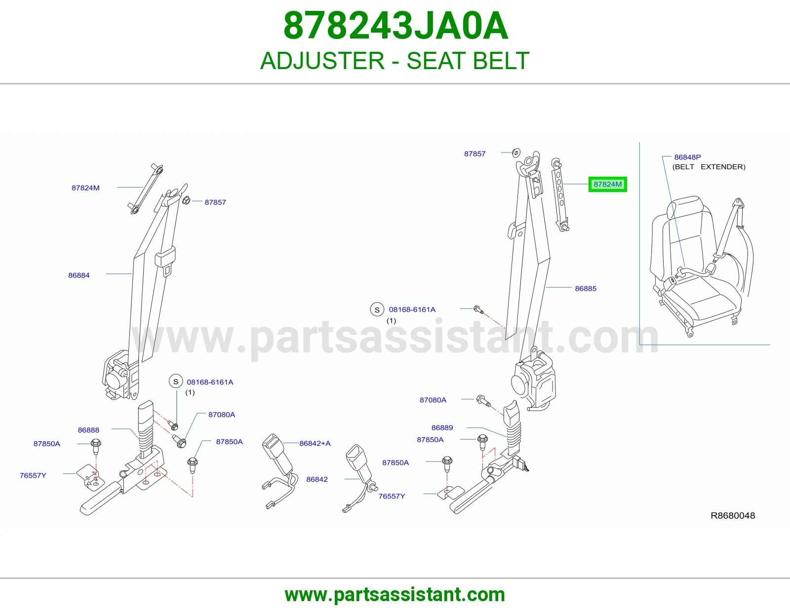 قطعة ضبط حزام أمان 878243JA0A