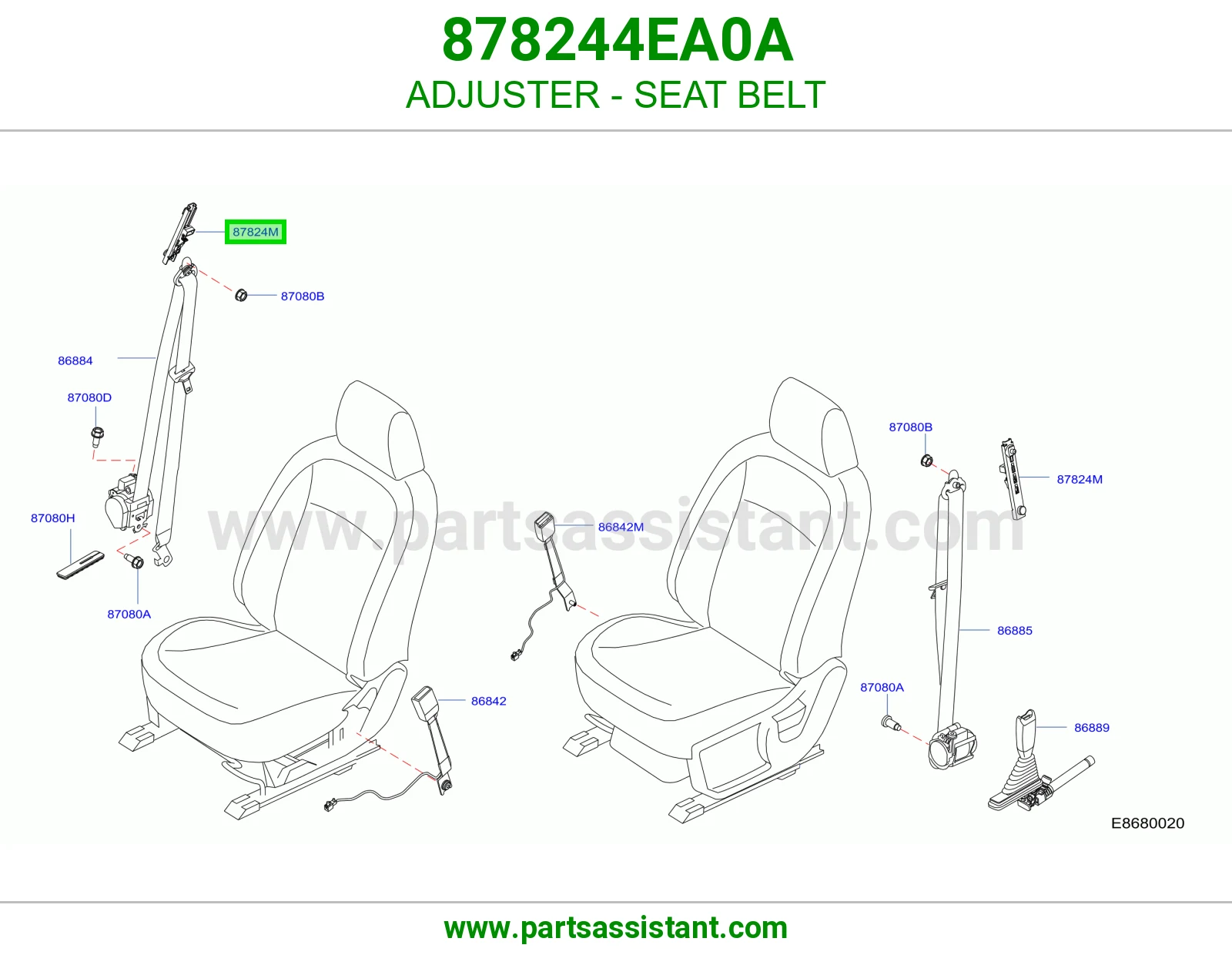 قطعة ضبط حزام أمان 878244EA0A
