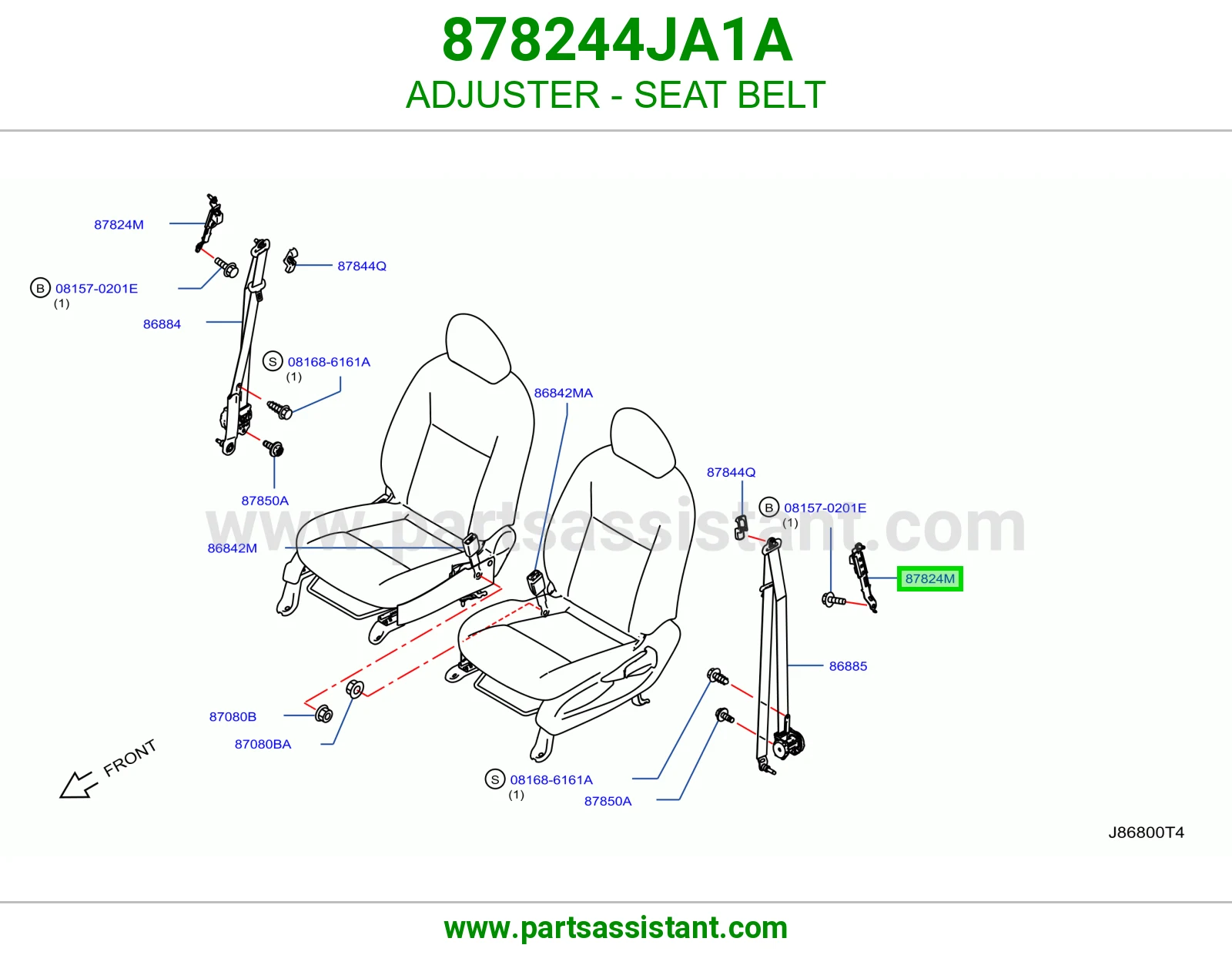 قطعة ضبط حزام أمان 878244JA1A