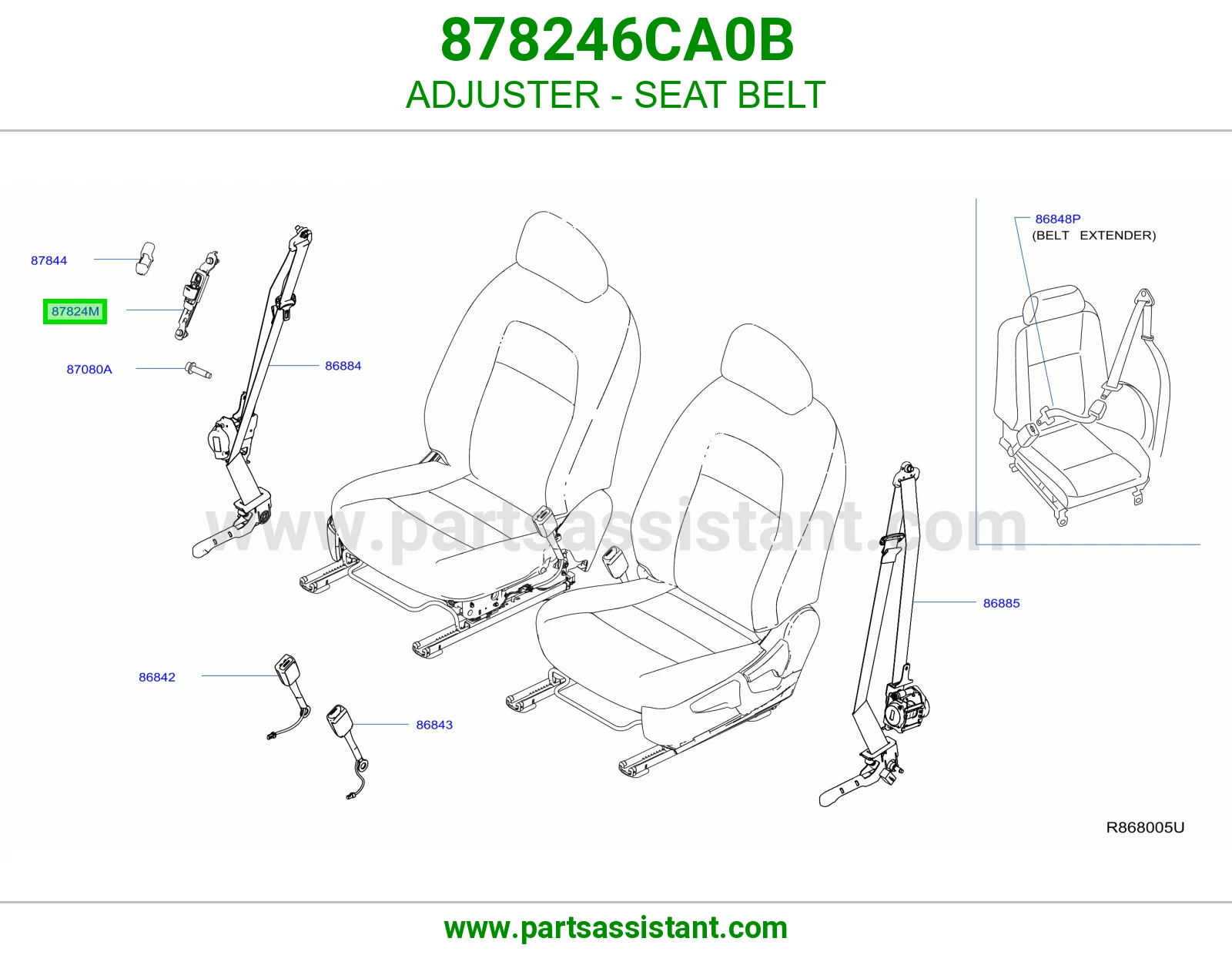 قطعة ضبط حزام أمان 878246CA0B