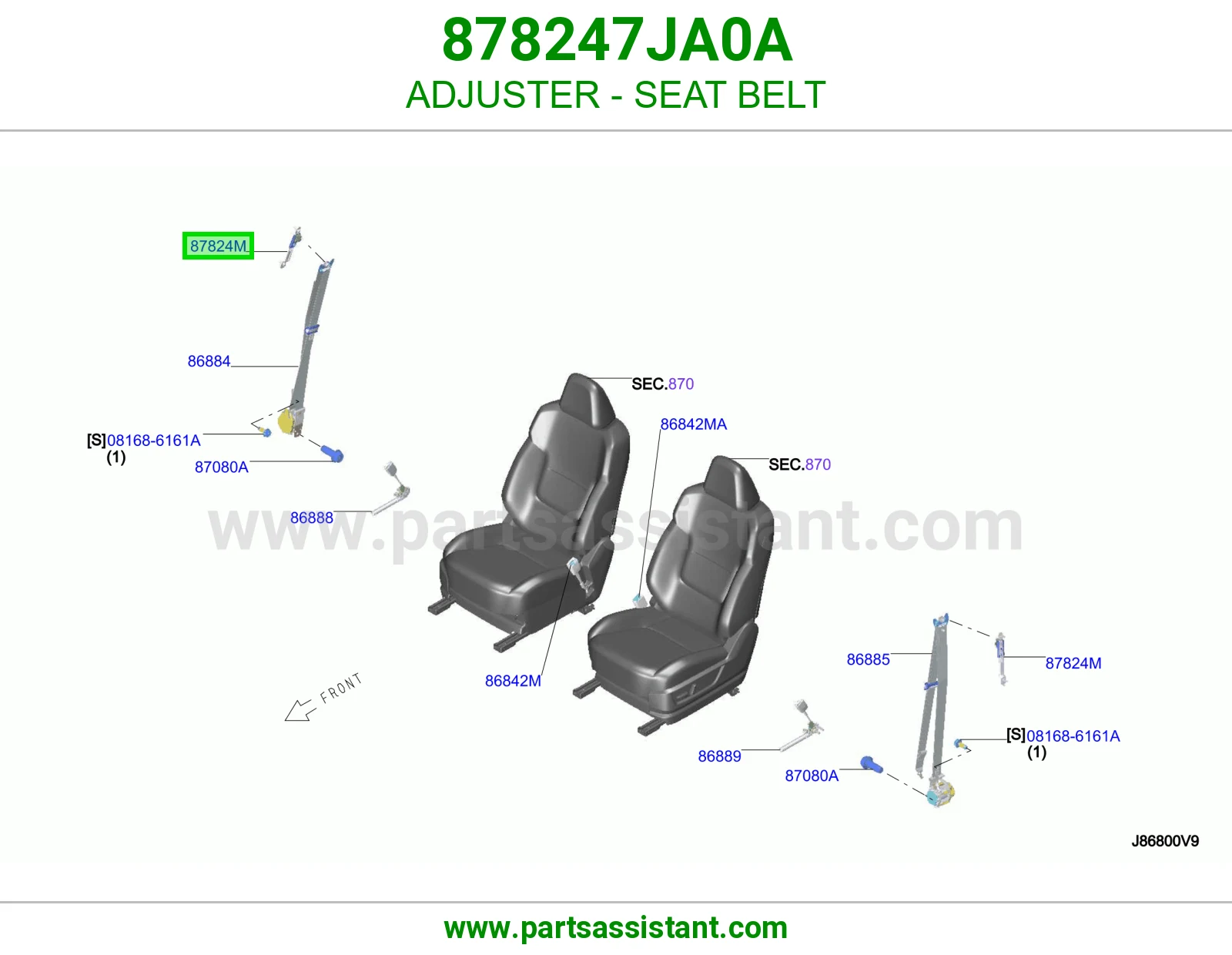 قطعة ضبط حزام أمان 878247JA0A