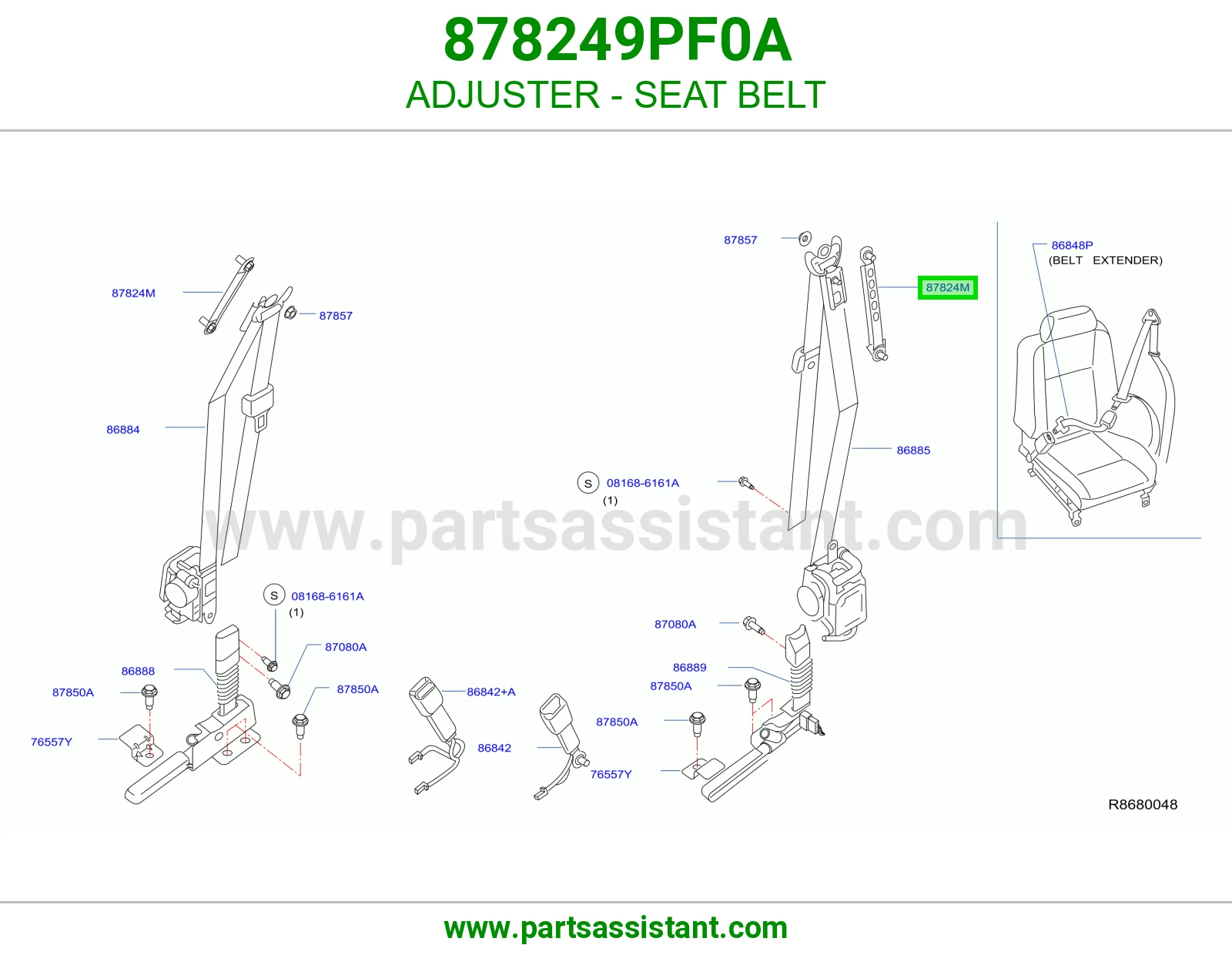 قطعة ضبط حزام أمان 878249PF0A