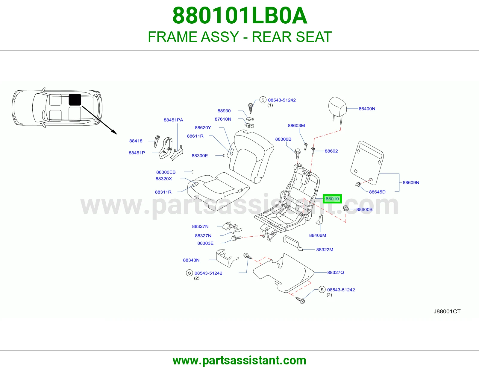 هيكل مرتبة خلفي كامل 880101LB0A
