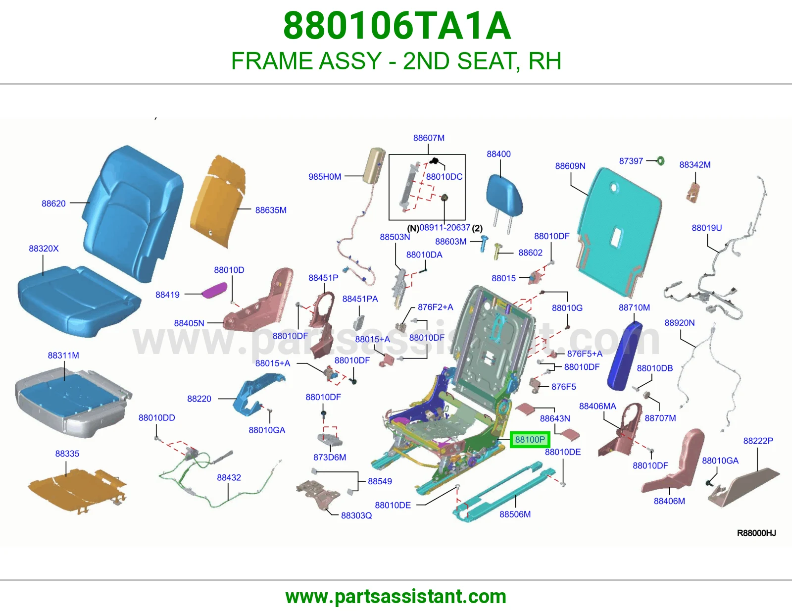 هيكل مرتبة صف ثاني يمين كامل 880106TA1A