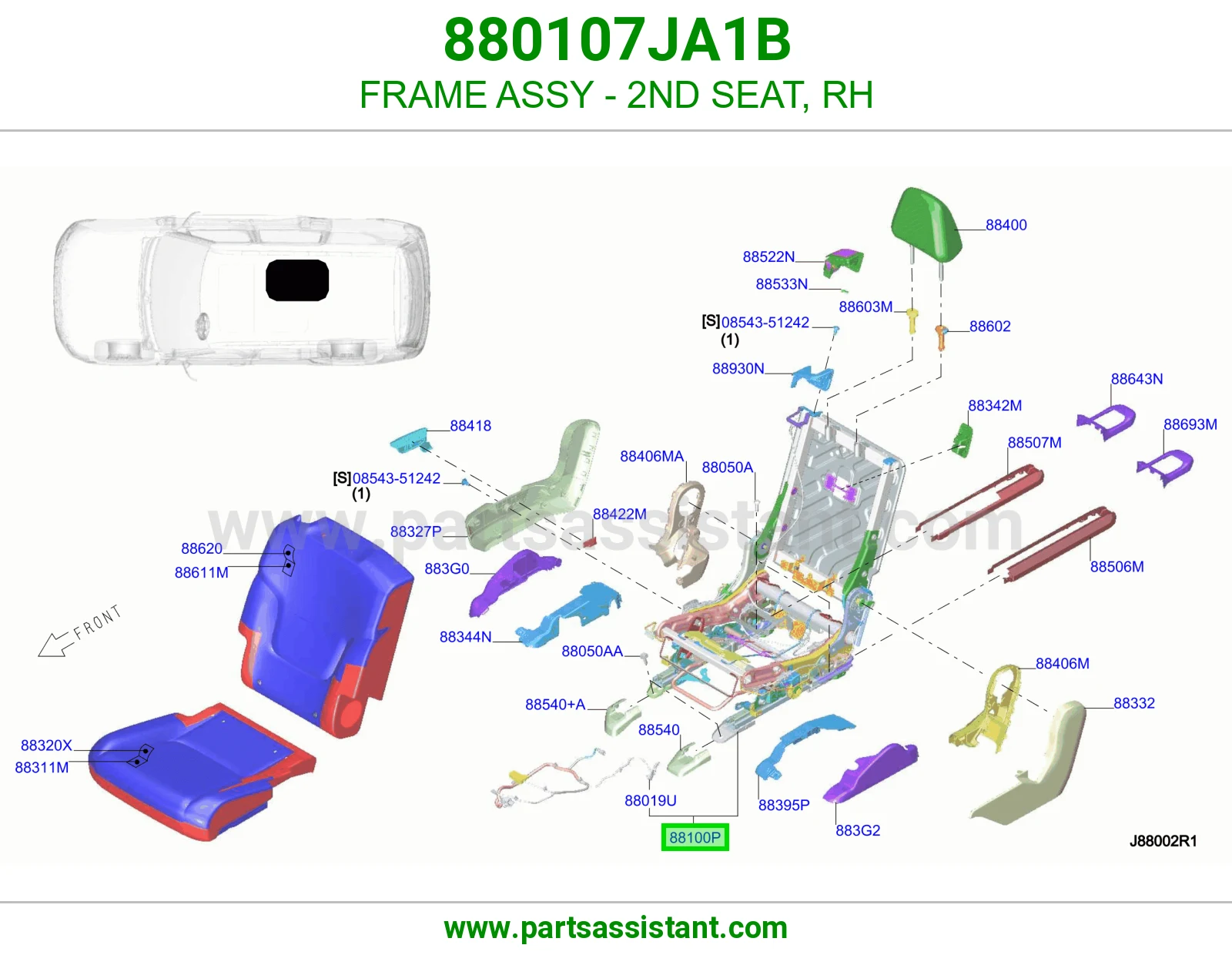 هيكل مرتبة صف ثاني يمين كامل 880107JA1B