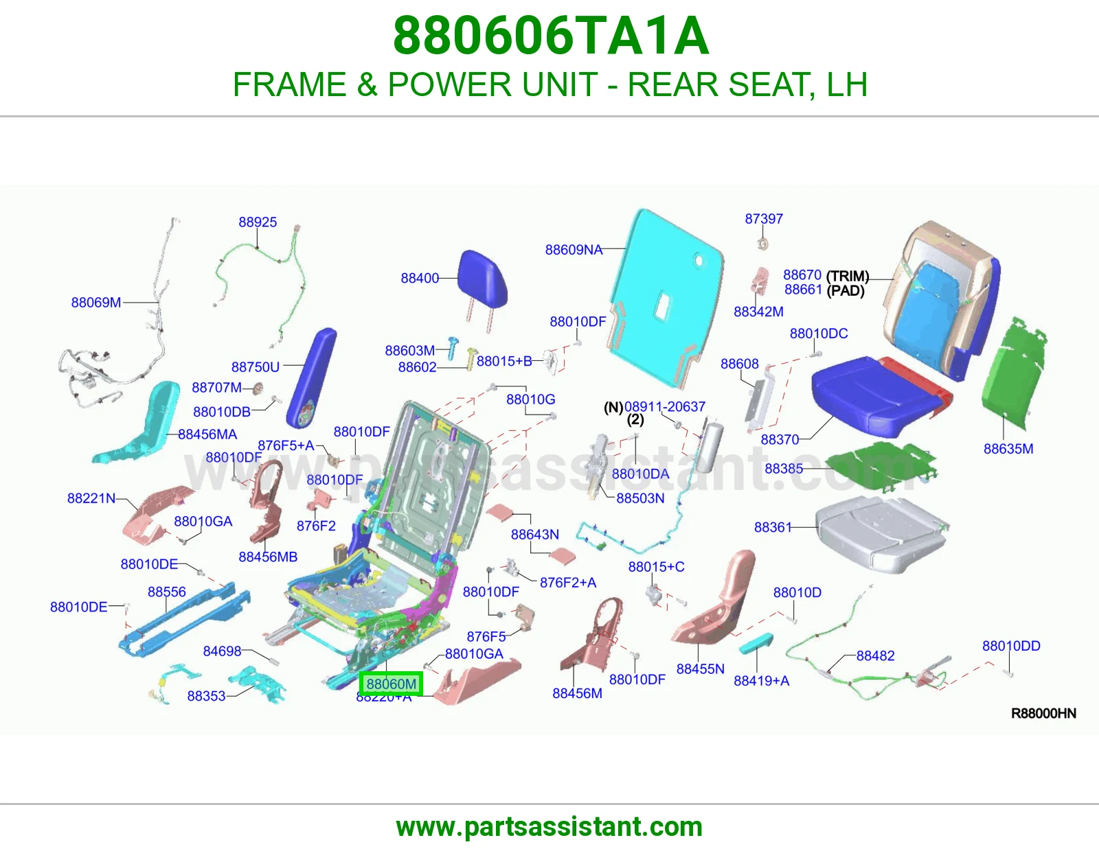 شاصي وحدة طاقة مرتبة خلفي يسار 880606TA1A