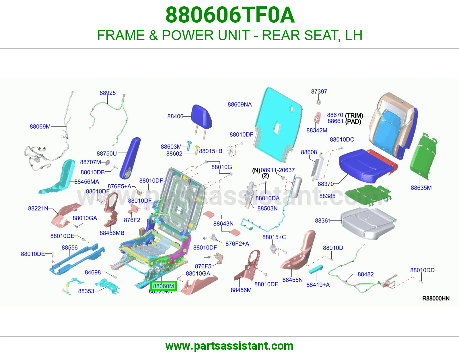 شاصي وحدة طاقة مرتبة خلفي يسار 880606TF0A