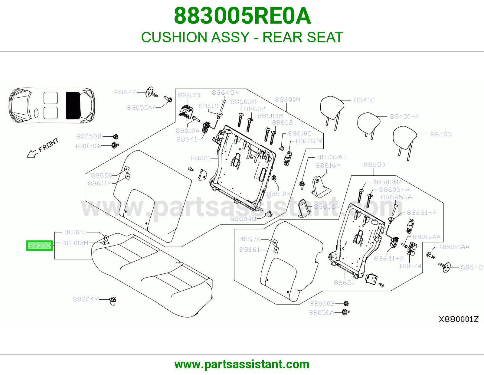 قاعدة مرتبة خلفي كاملة 883005RE0A