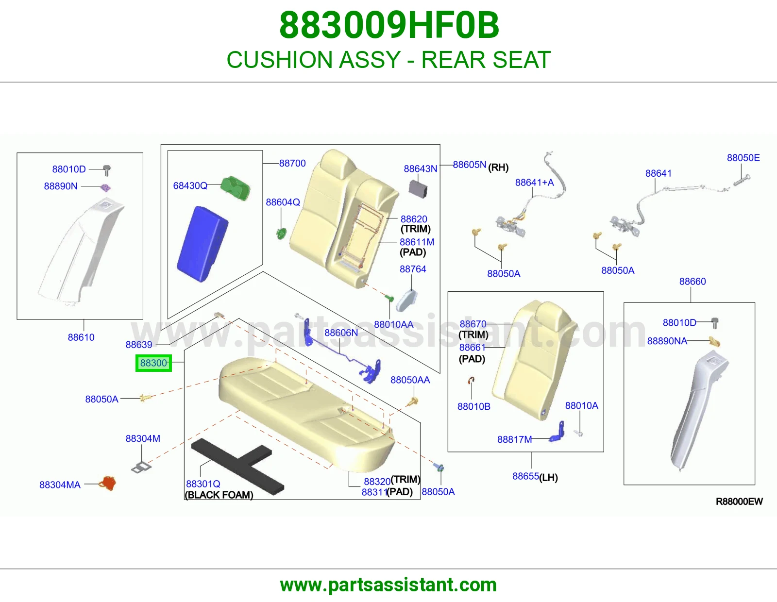 قاعدة مرتبة خلفي كاملة 883009HF0B
