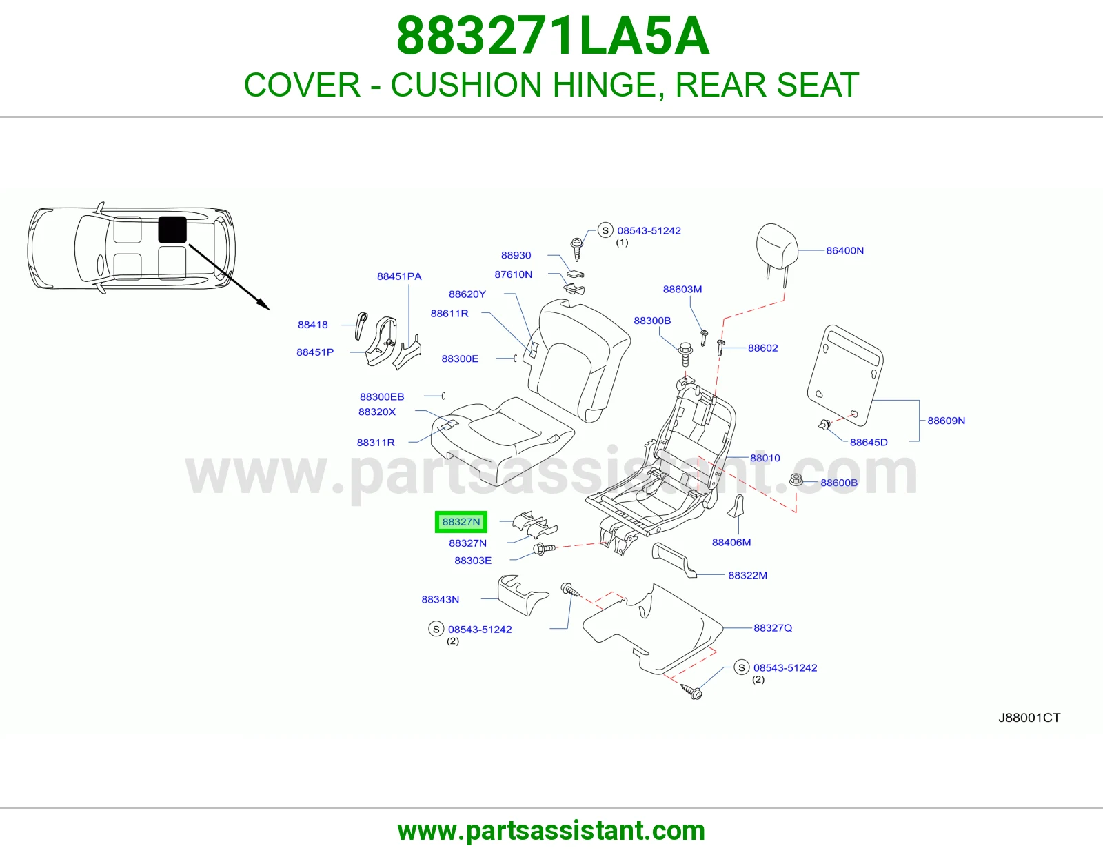 غطاء مفصلة مرتبة خلفي 883271LA5A