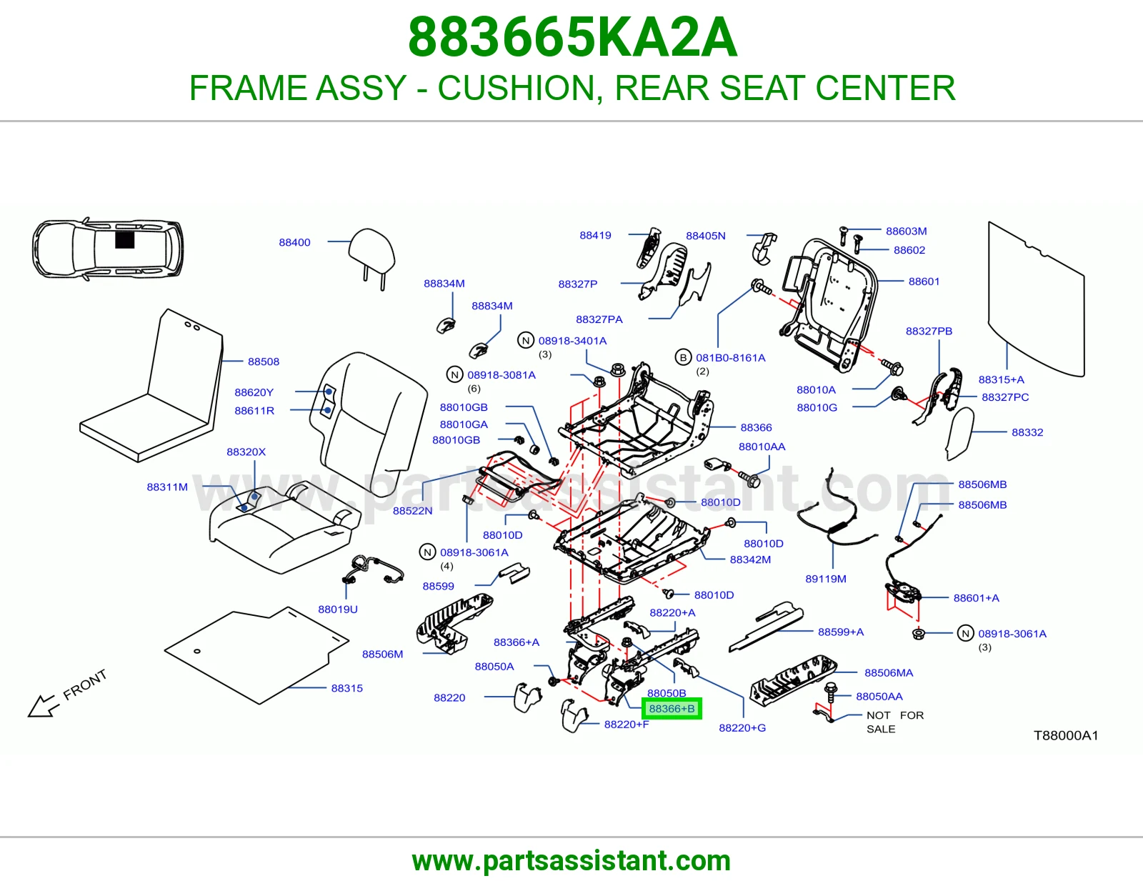 هيكل مرتبة خلفي وسط كامل 883665KA2A