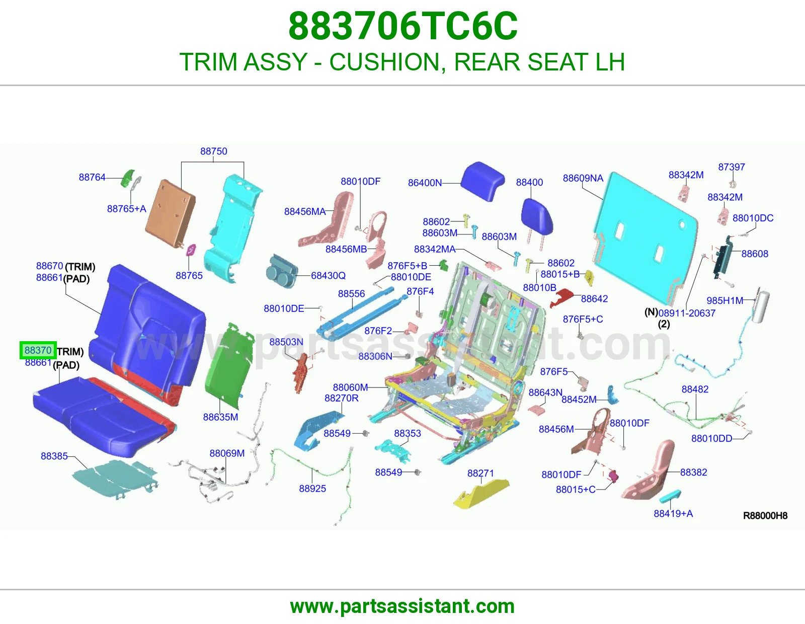 تلبيسة مرتبة خلفي يسار كاملة 883706TC6C