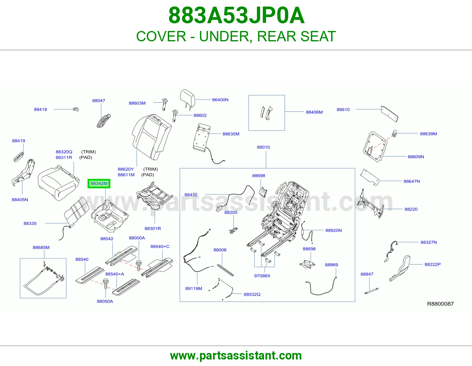 غطاء تحت مرتبة خلفي 883A53JP0A