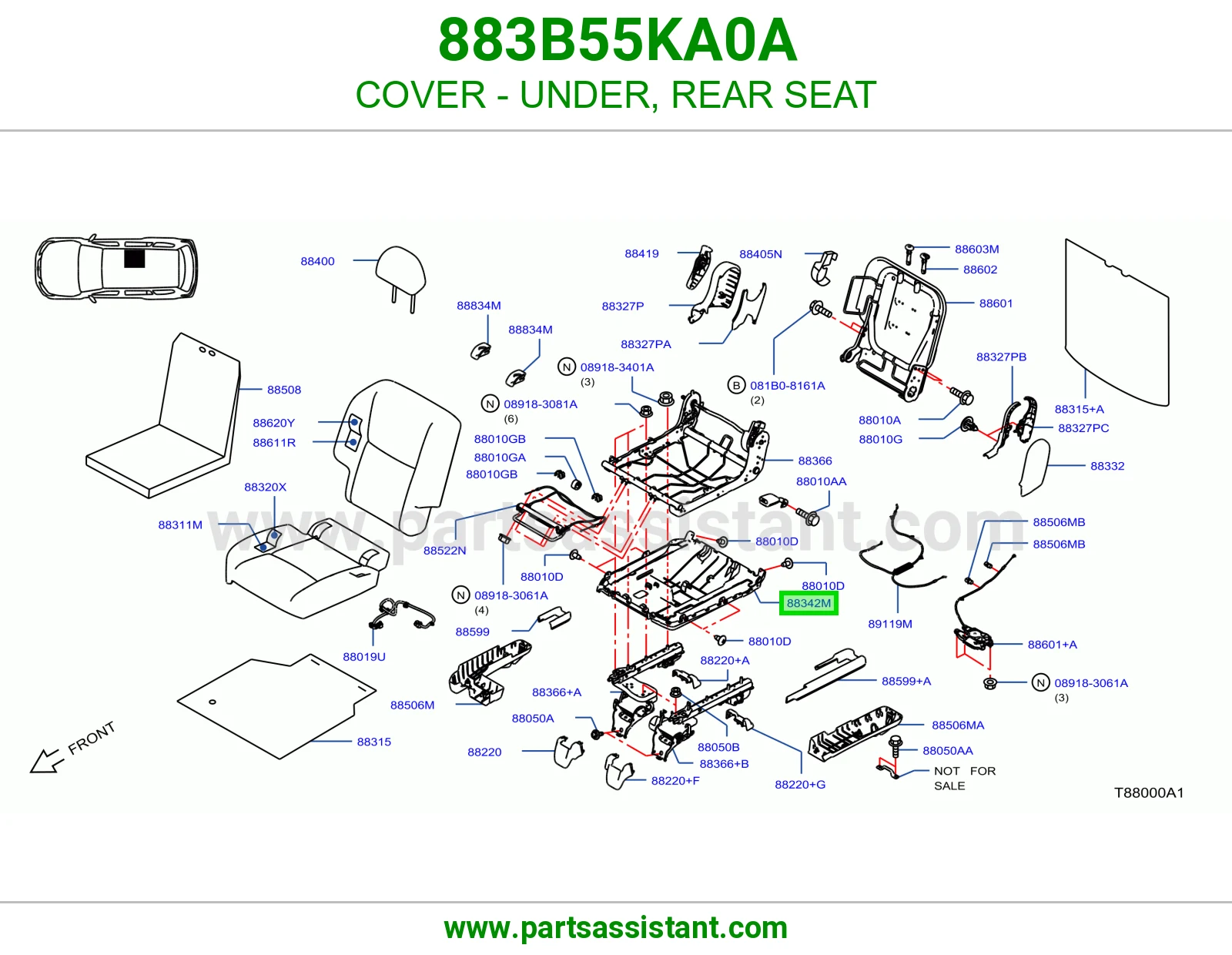 غطاء تحت مرتبة خلفي 883B55KA0A