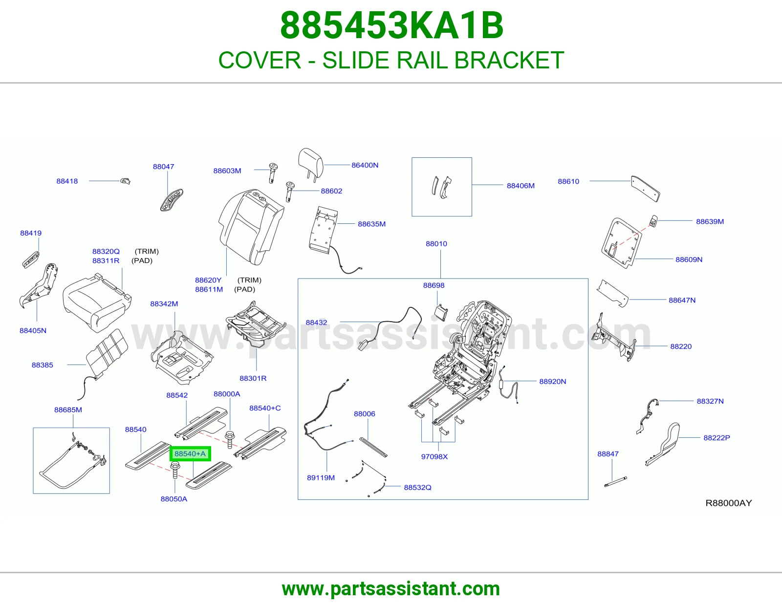 غطاء قاعدة سكة انزلاق 885453KA1B