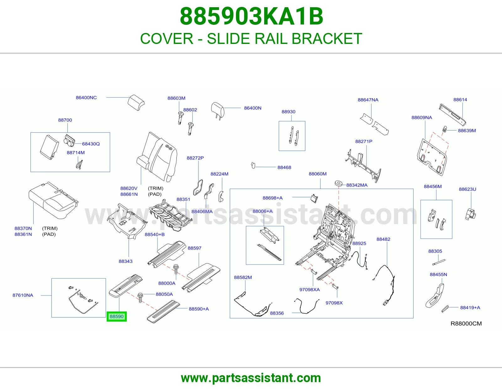 غطاء قاعدة سكة انزلاق 885903KA1B