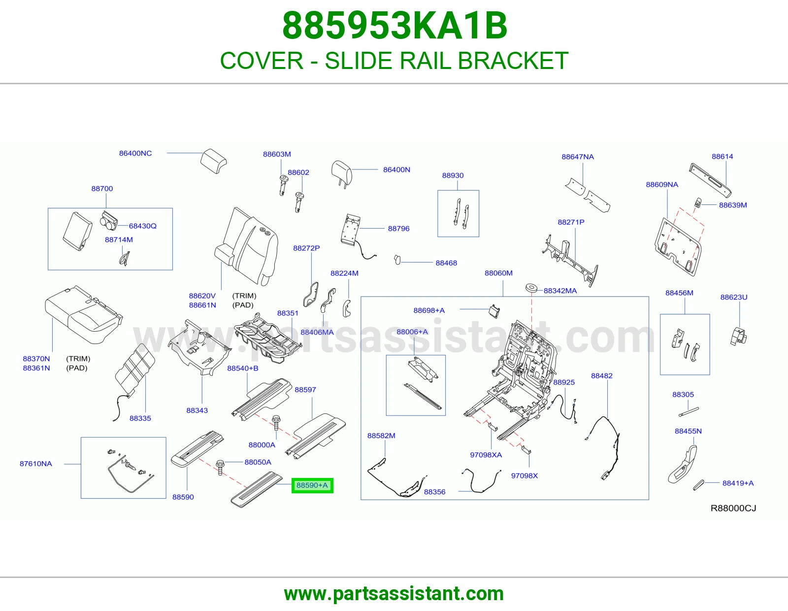 غطاء قاعدة سكة انزلاق 885953KA1B