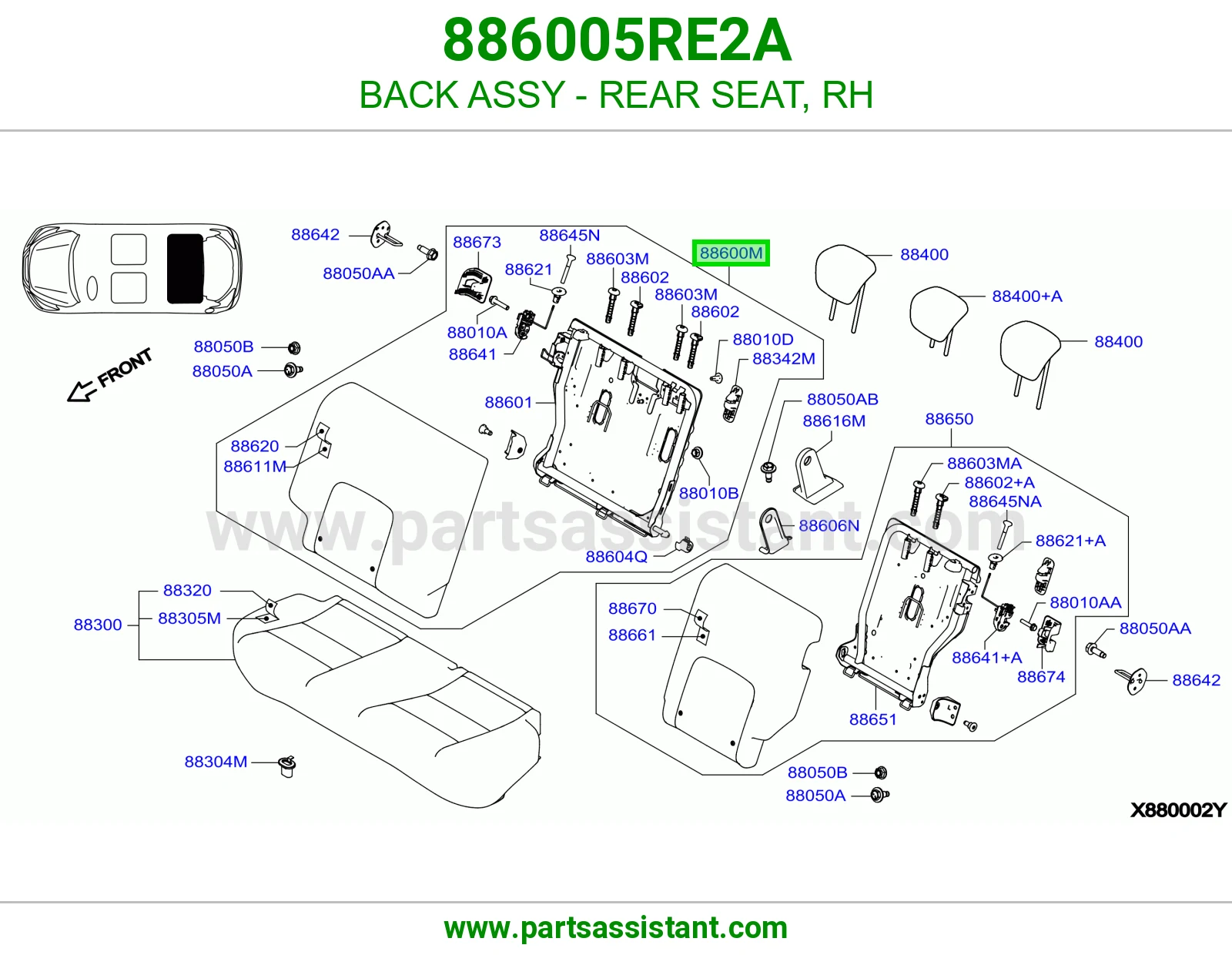 ظهر مرتبة خلفي يمين كامل 886005RE2A