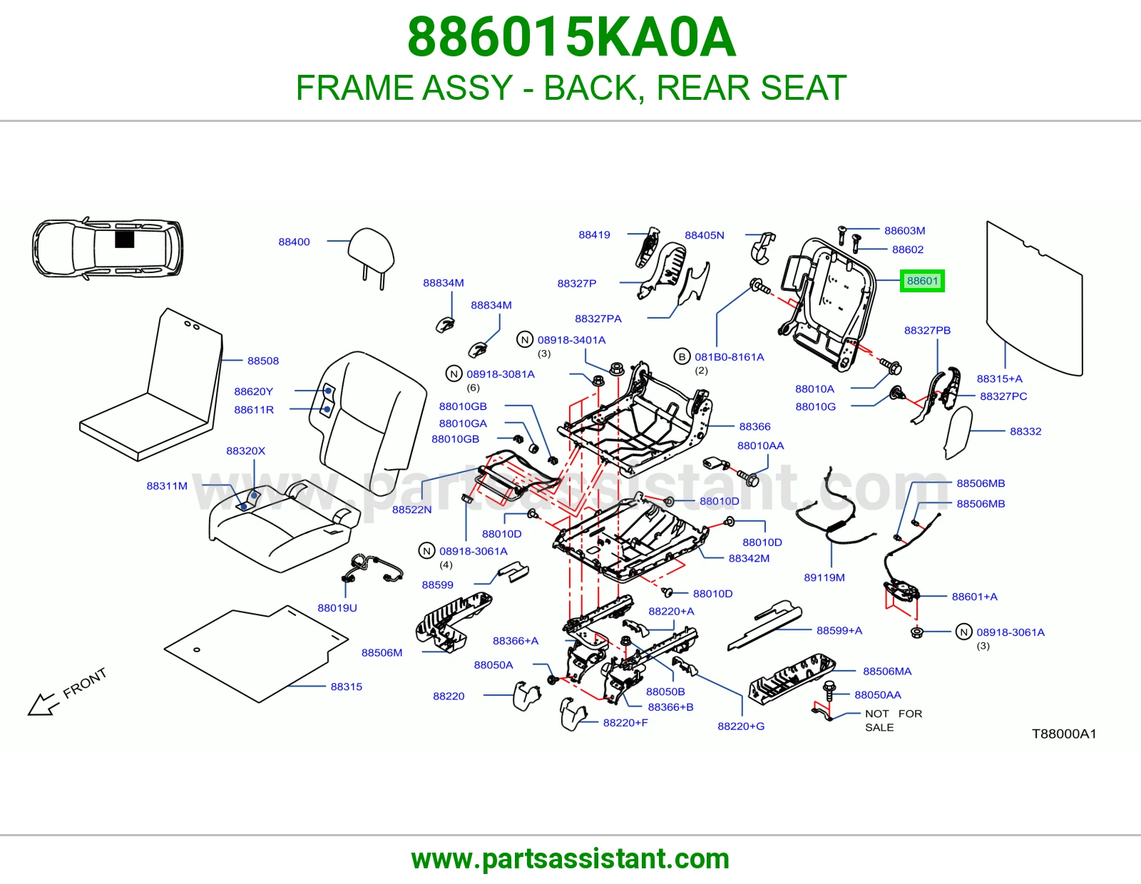 هيكل ظهر مرتبة خلفي كامل 886015KA0A