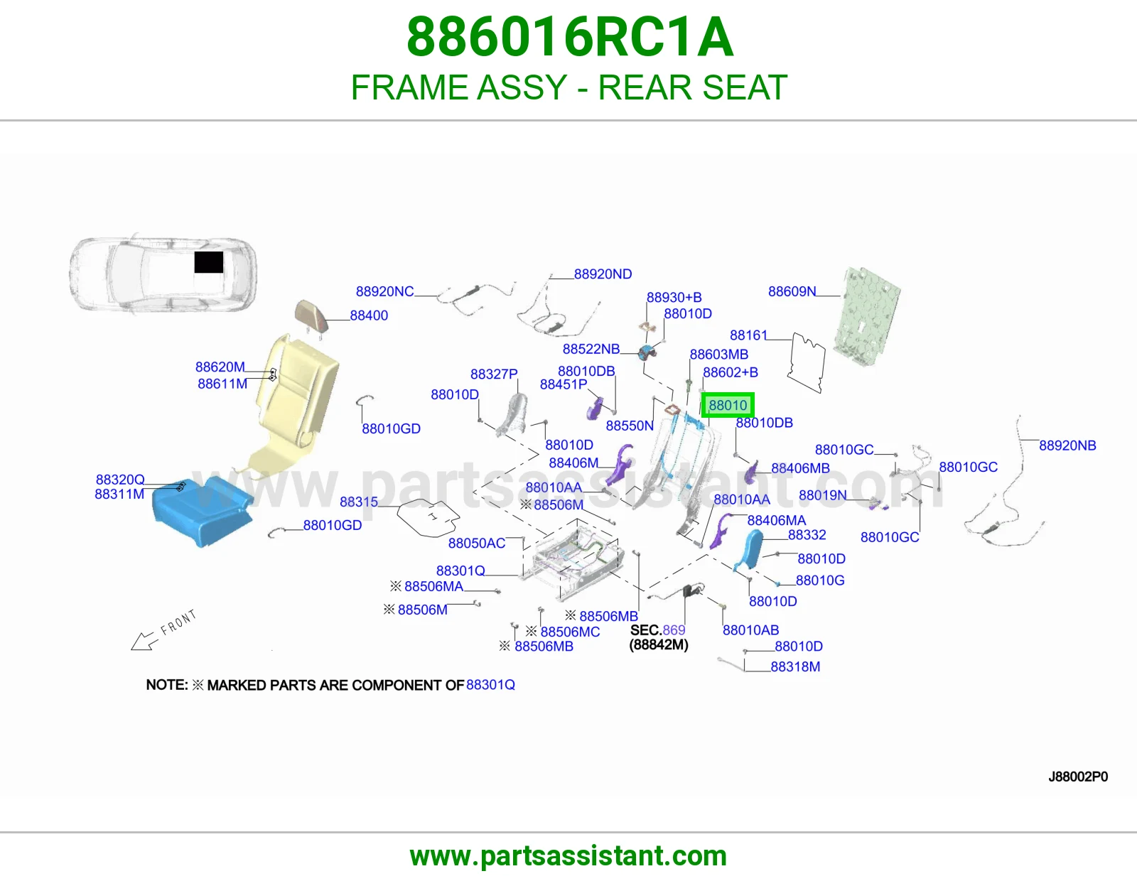 هيكل مرتبة خلفي كامل 886016RC1A