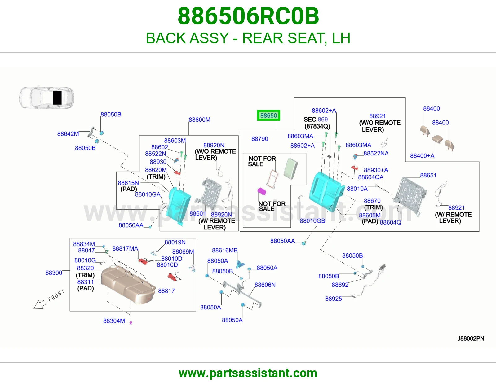 ظهر مرتبة خلفي يسار كامل 886506RC0B