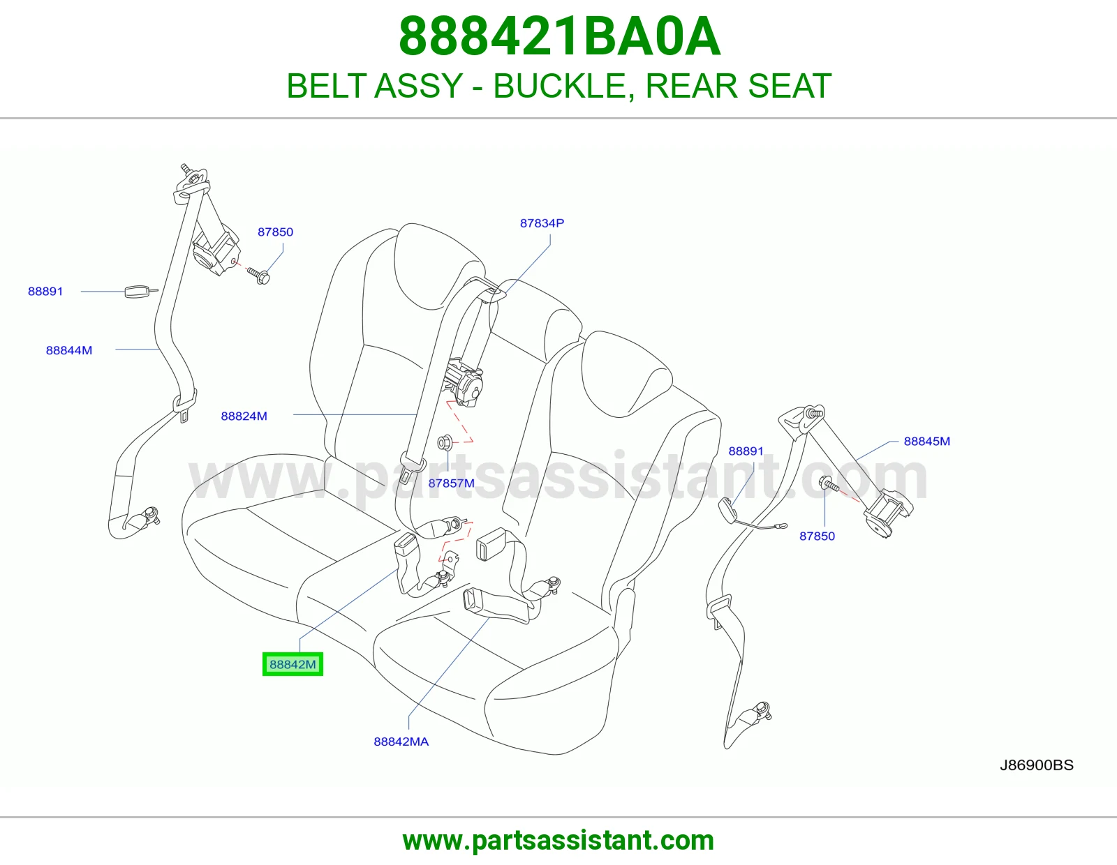 حزام قفل حزام أمان مرتبة خلفي كامل 888421BA0A