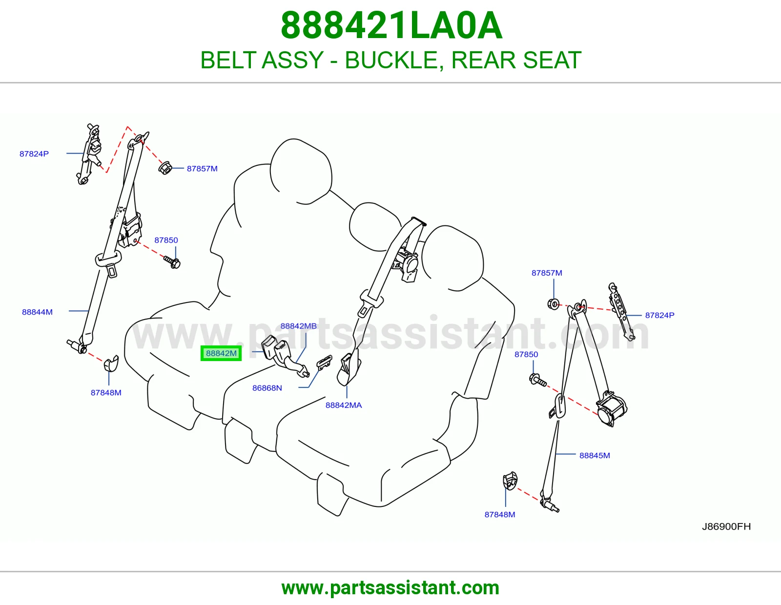 حزام قفل حزام أمان مرتبة خلفي كامل 888421LA0A