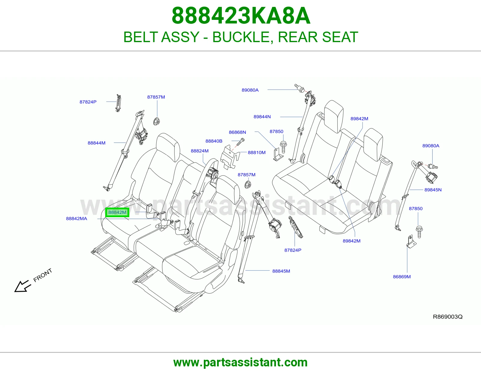 حزام قفل حزام أمان مرتبة خلفي كامل 888423KA8A