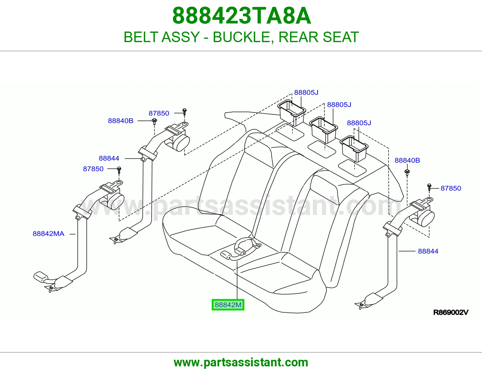 حزام قفل حزام أمان مرتبة خلفي كامل 888423TA8A