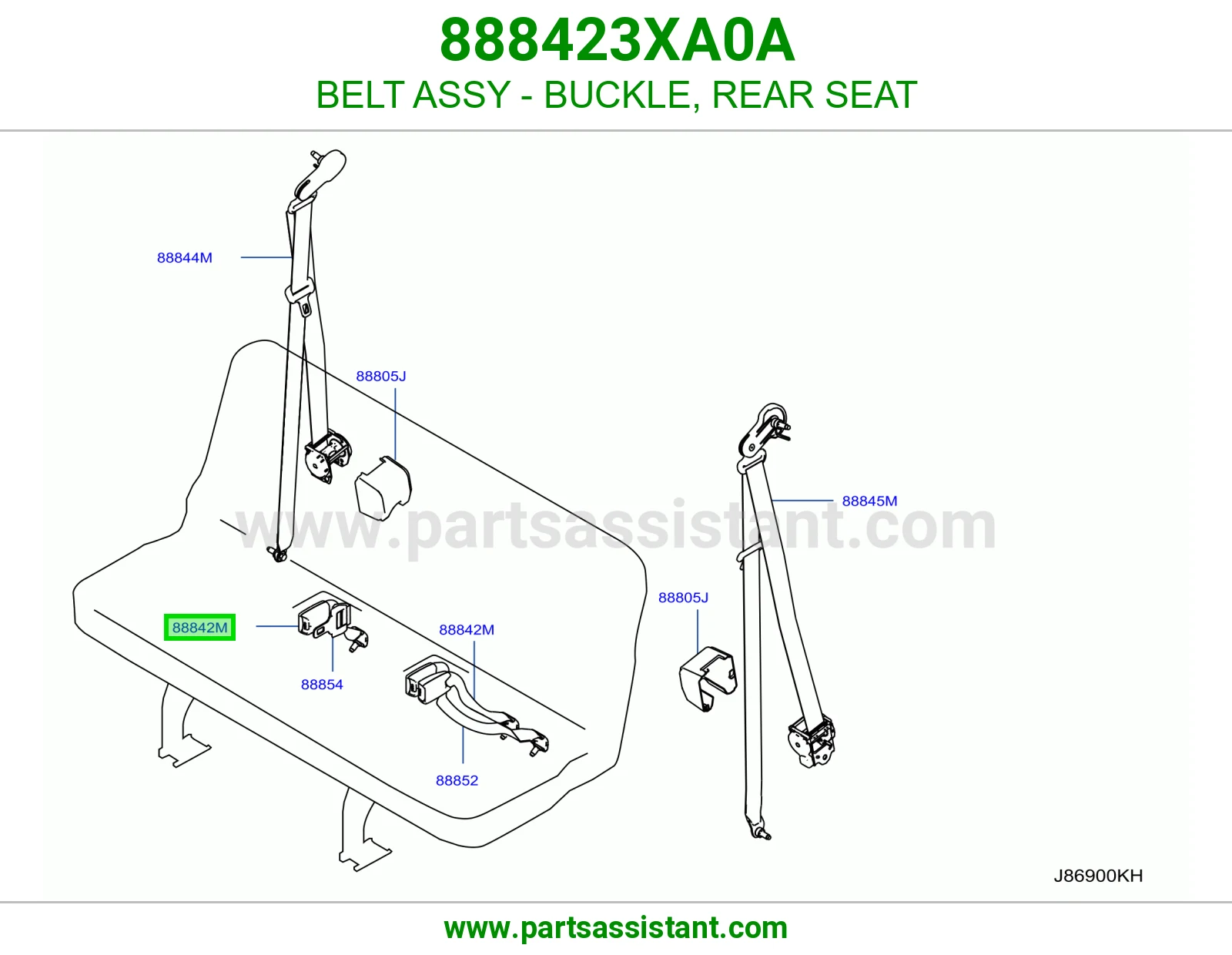 حزام قفل حزام أمان مرتبة خلفي كامل 888423XA0A