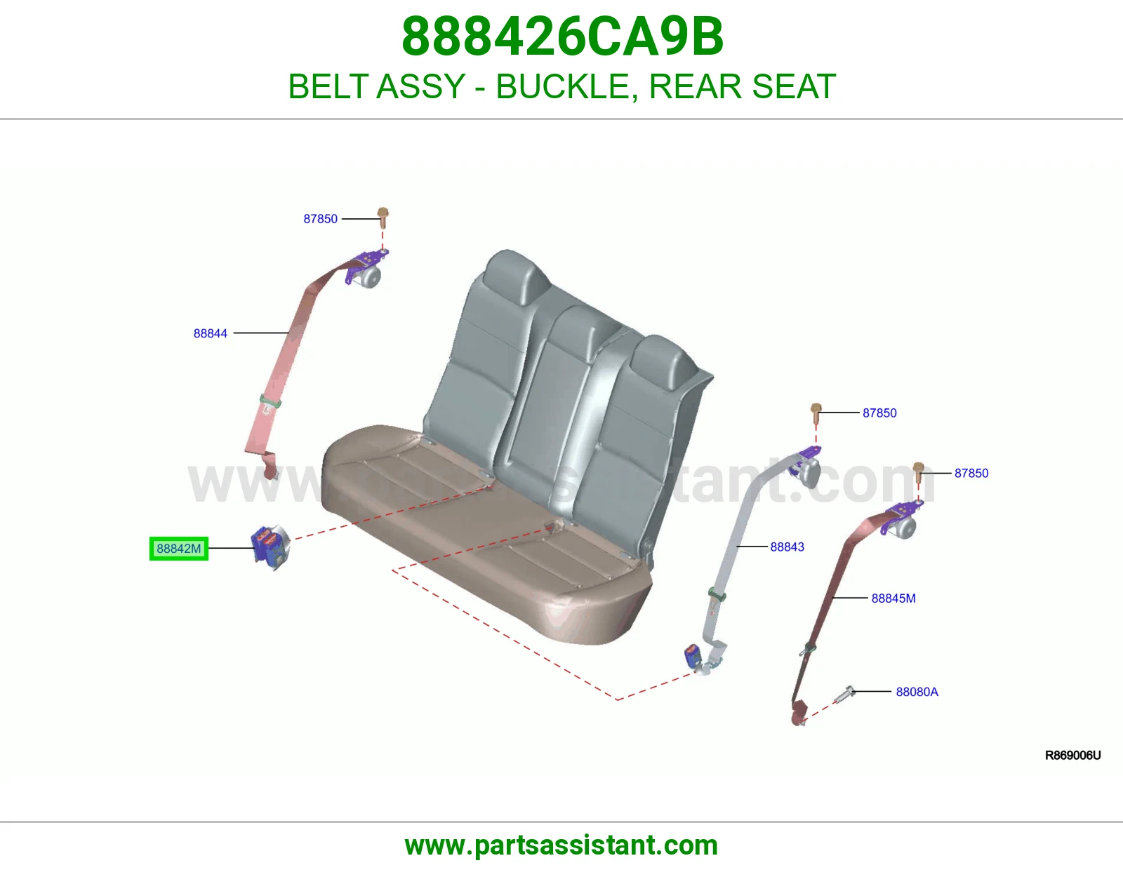 حزام قفل حزام أمان مرتبة خلفي كامل 888426CA9B