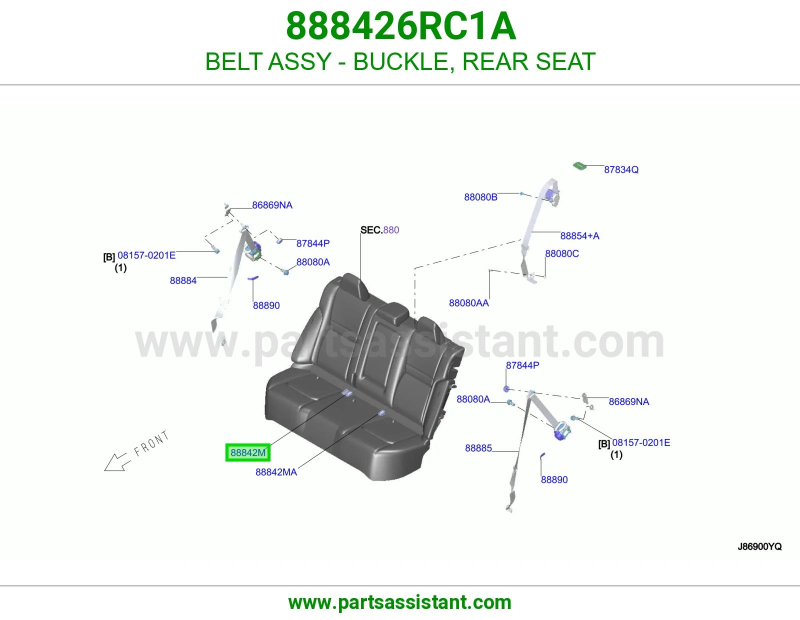 حزام قفل حزام أمان مرتبة خلفي كامل 888426RC1A