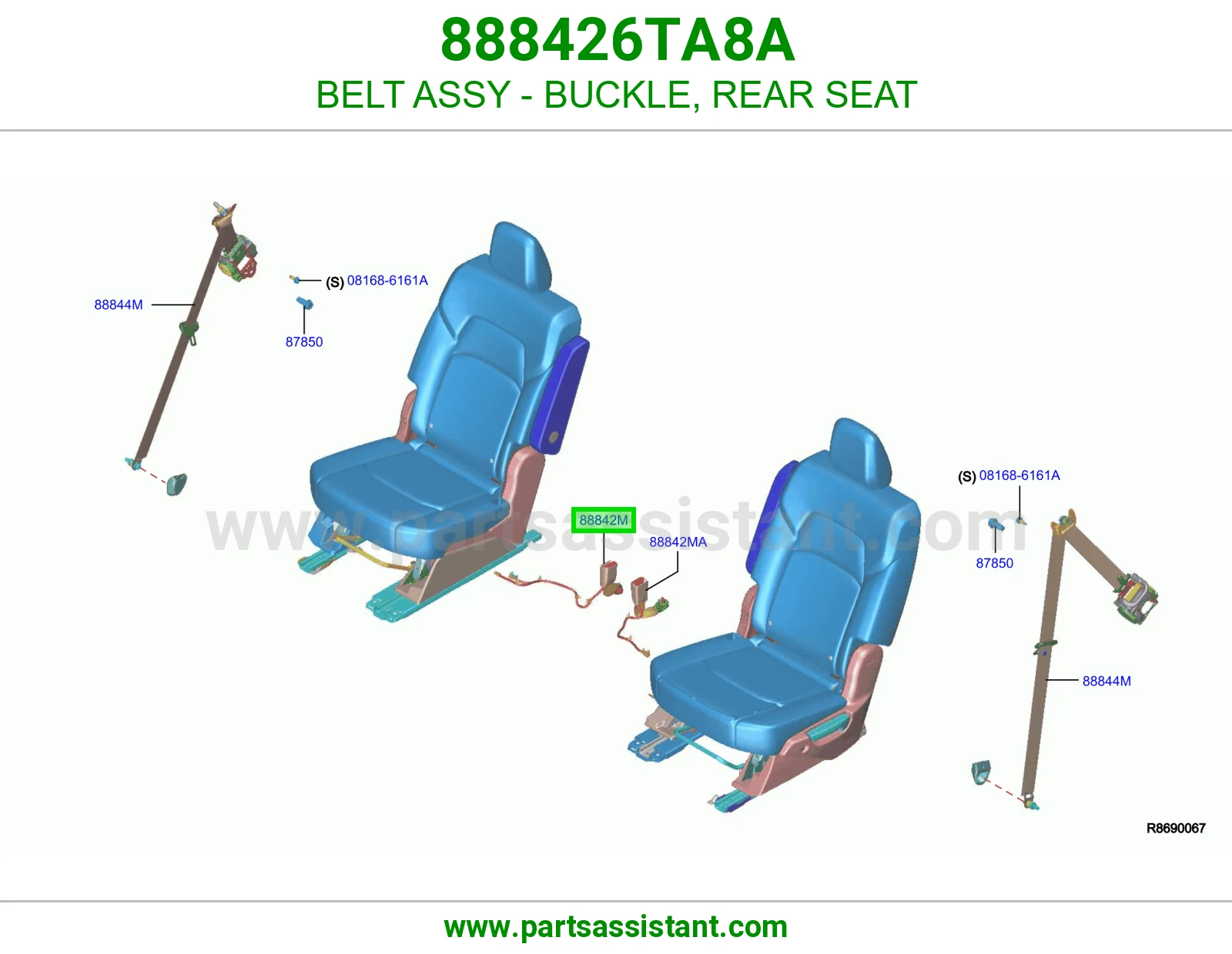 حزام قفل حزام أمان مرتبة خلفي كامل 888426TA8A
