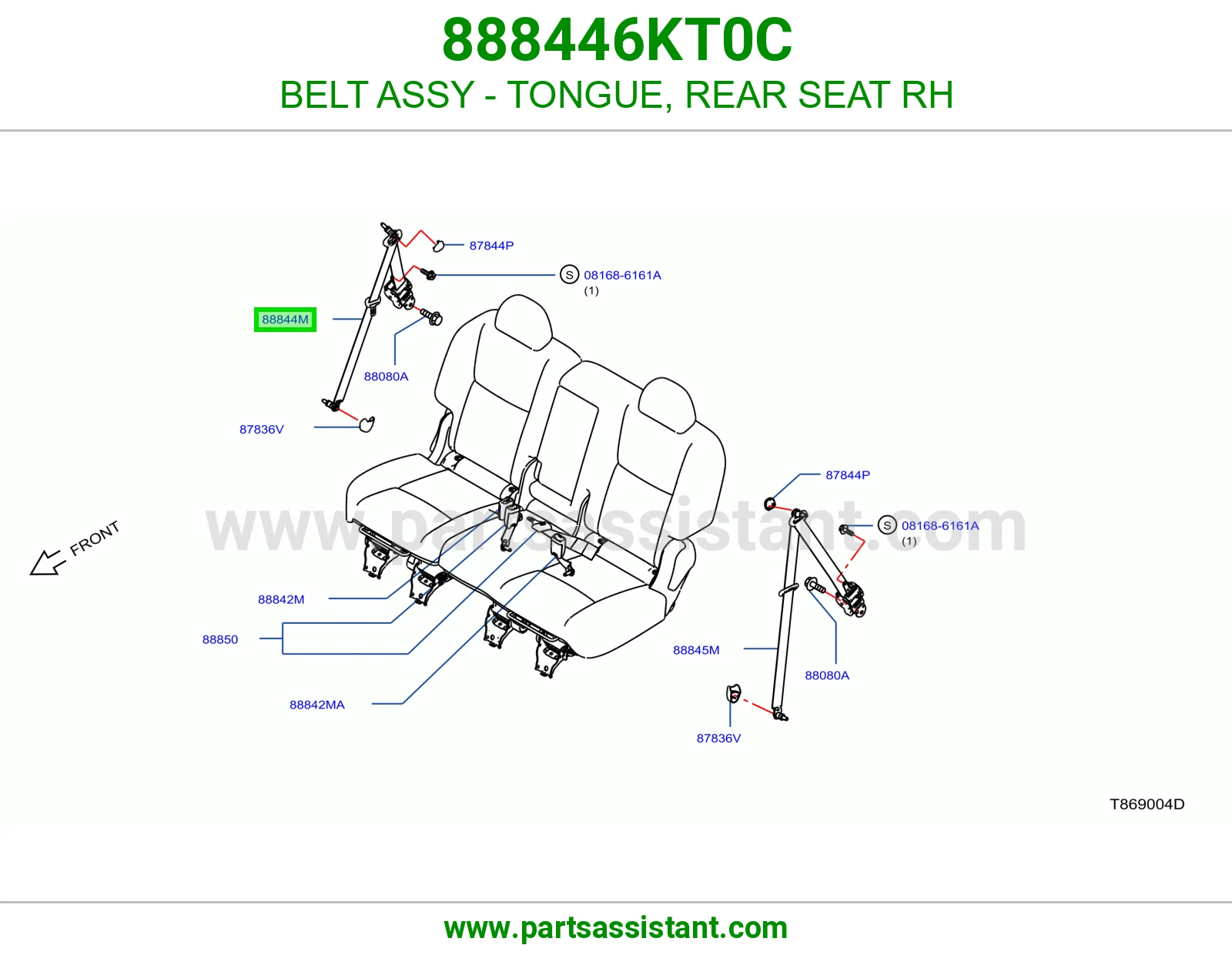 حزام لسان حزام مرتبة خلفي يمين كامل 888446KT0C