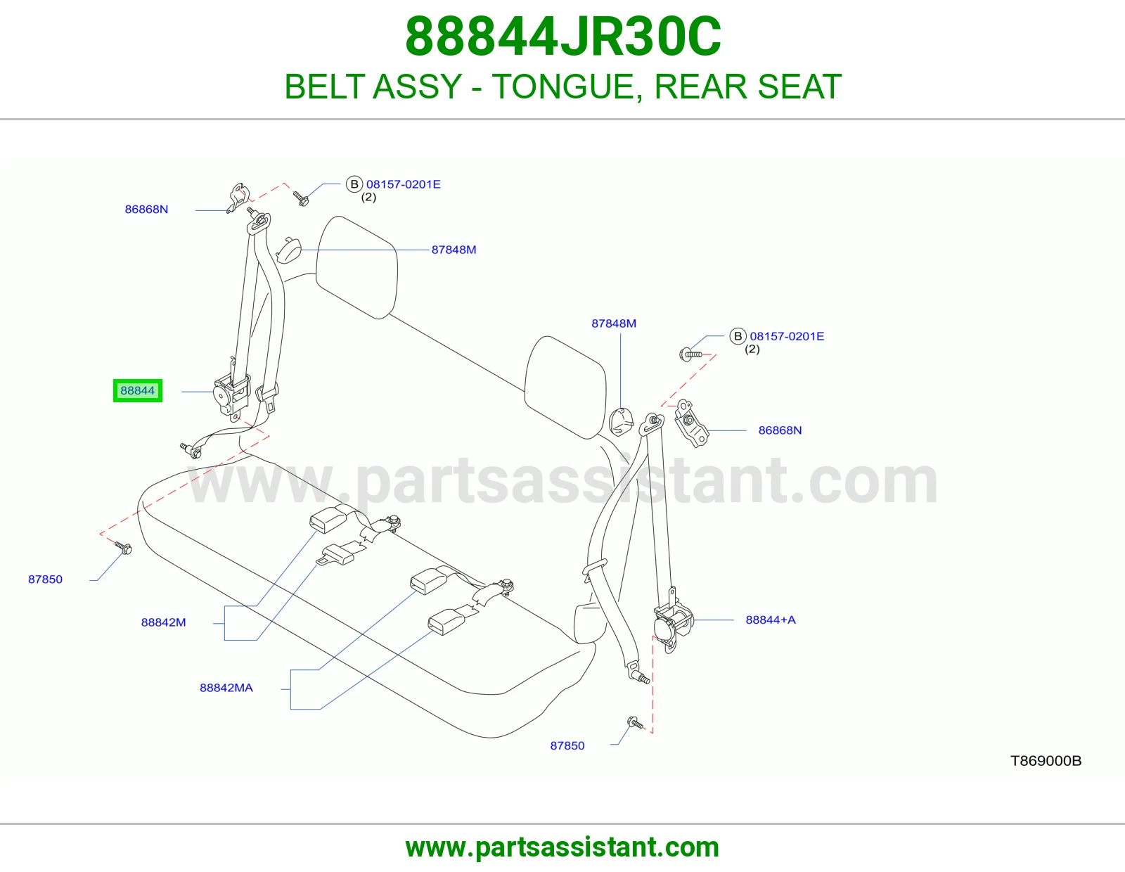 حزام لسان حزام مرتبة خلفي كامل 88844JR30C