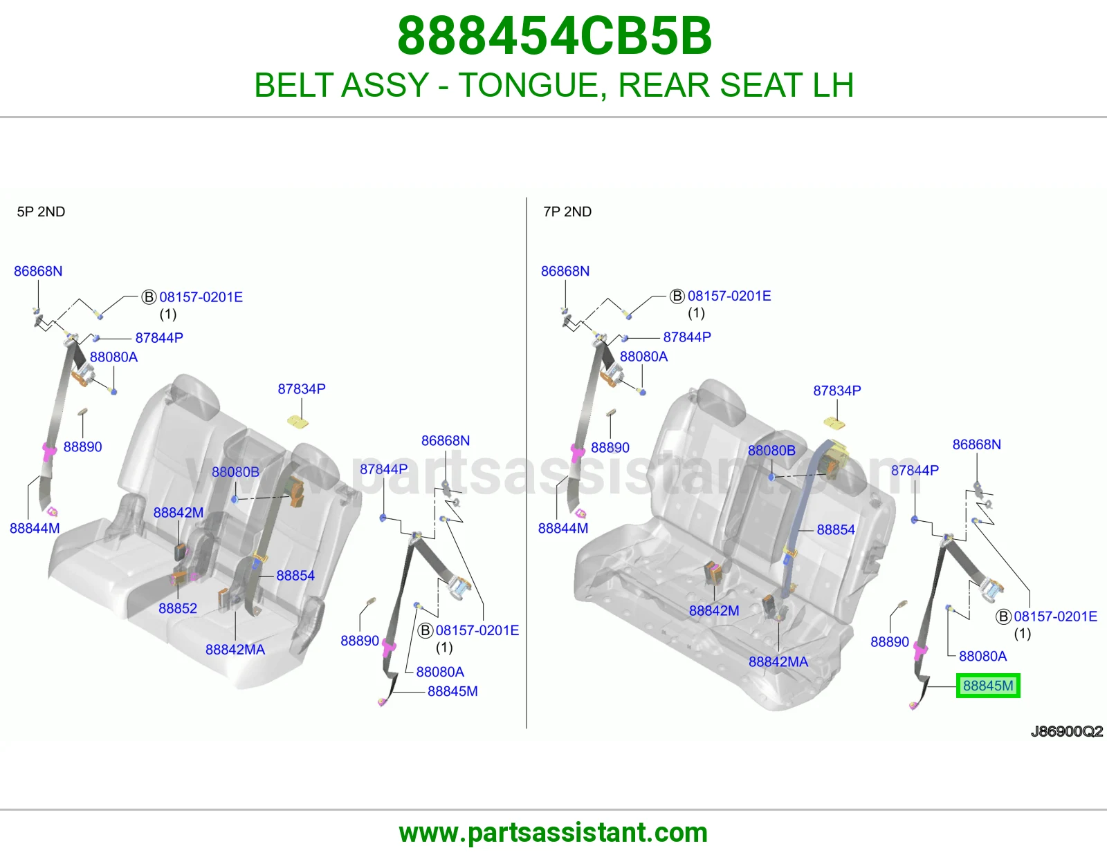 حزام لسان حزام مرتبة خلفي يسار كامل 888454CB5B