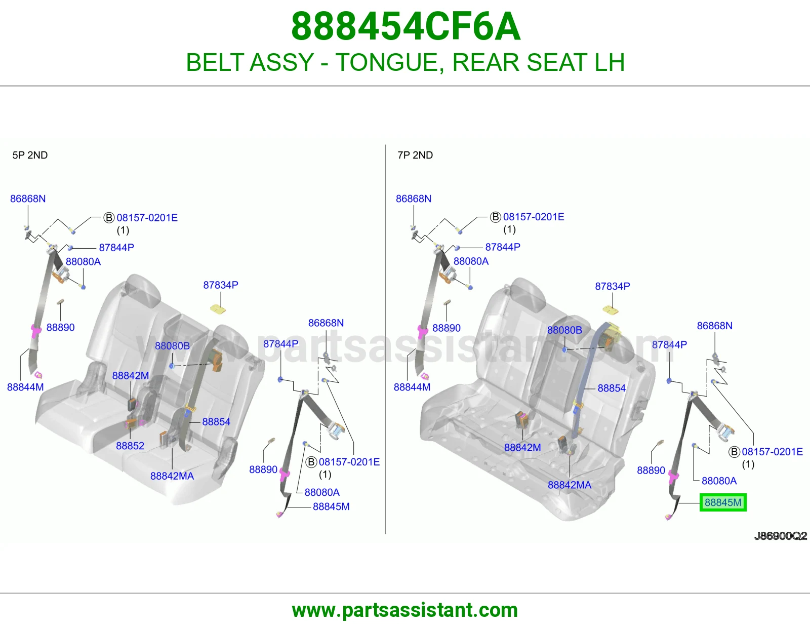 حزام لسان حزام مرتبة خلفي يسار كامل 888454CF6A